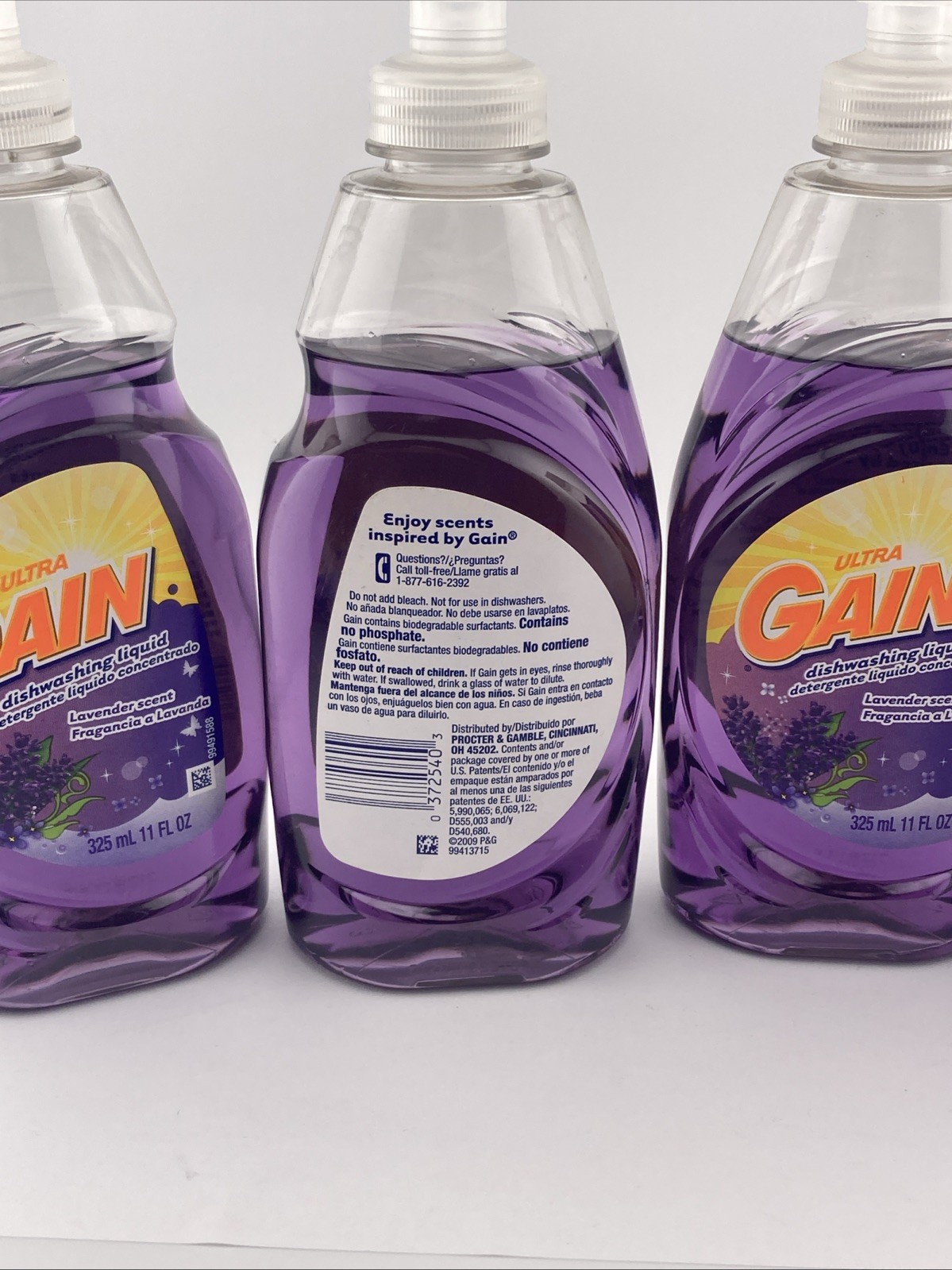 4) Ultra Gain Dishwashing Liquid Lavender Scent 11oz DISCONTINUED