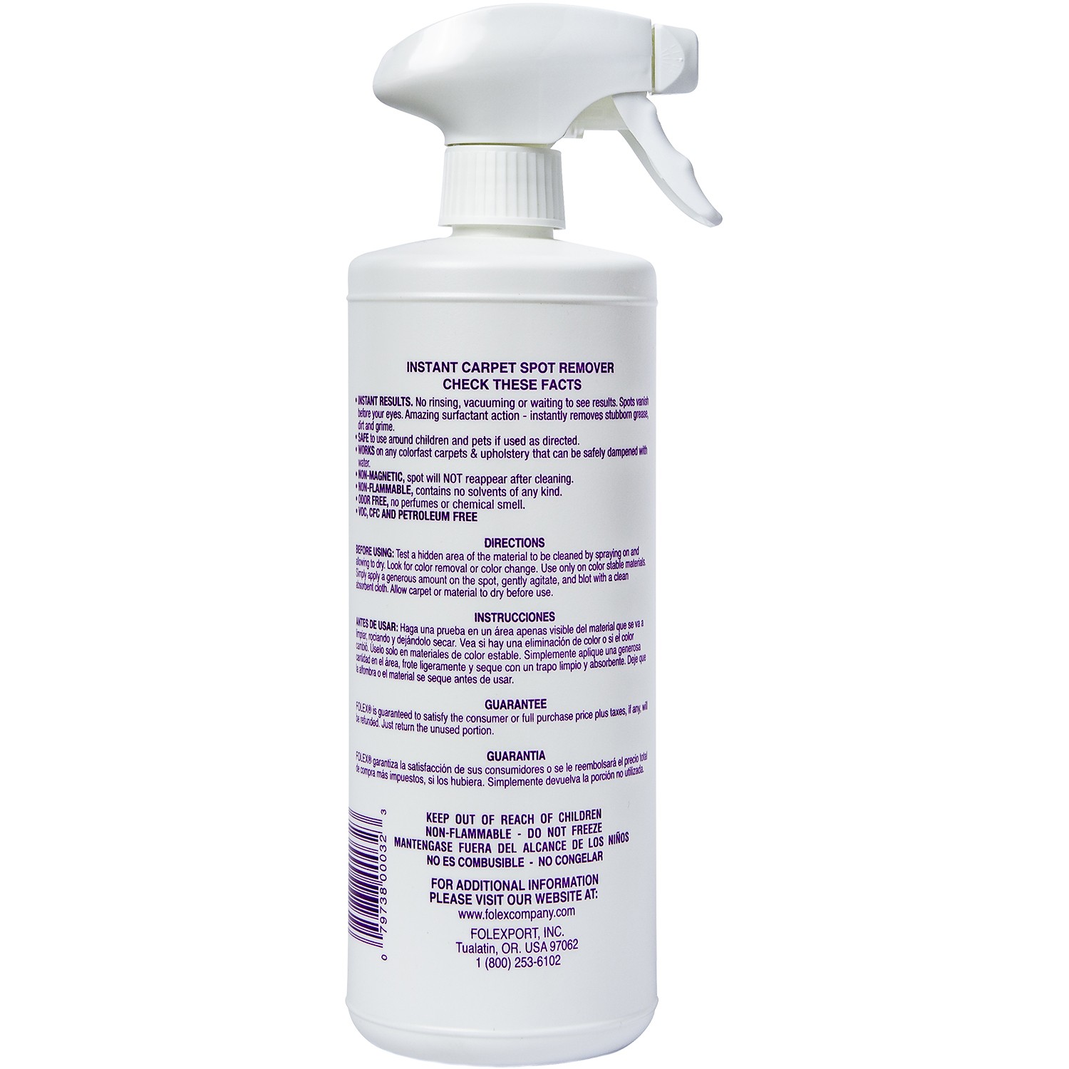 Folex Instant Carpet Spot Remover – 32 oz – Removes Pet Accidents, Grease, Wine