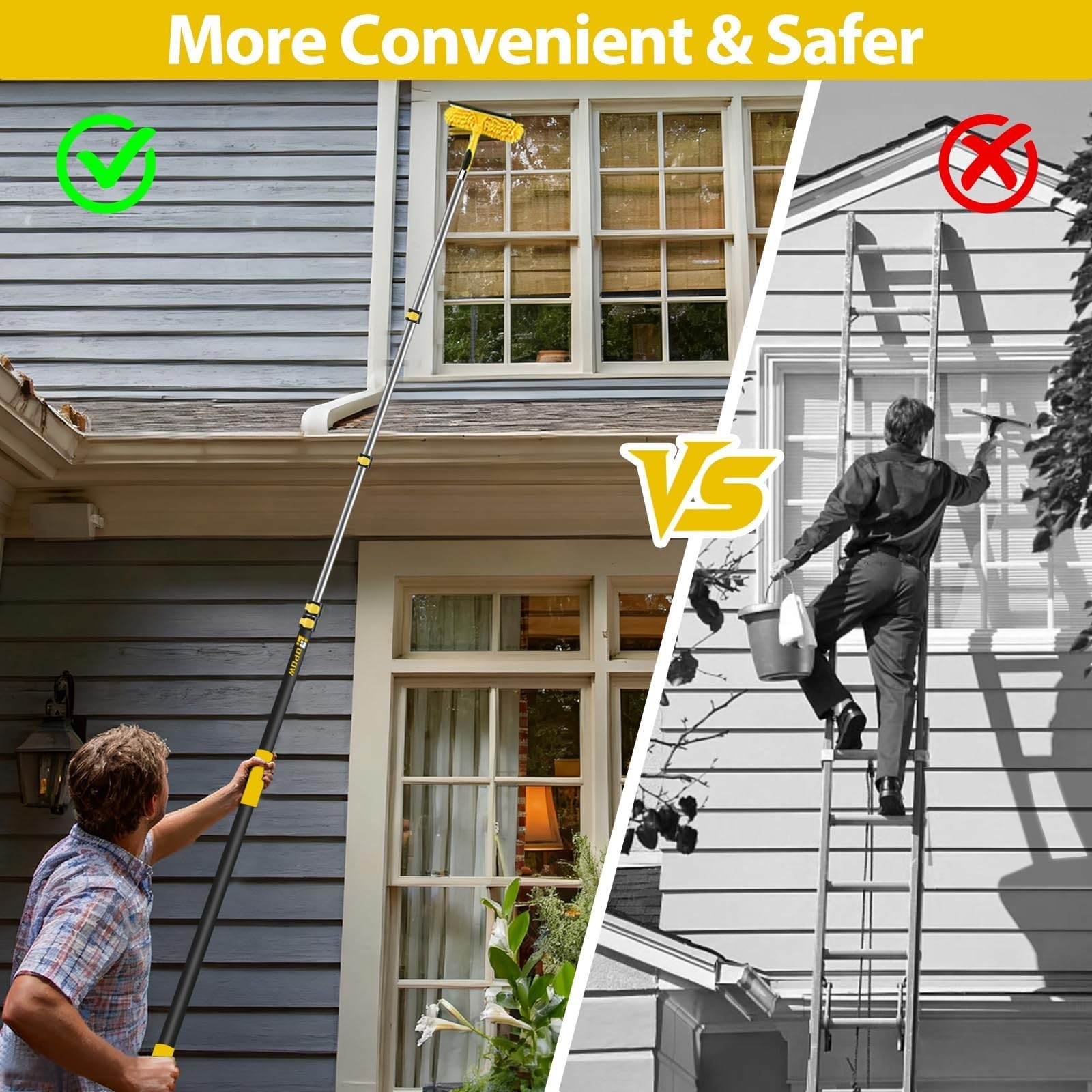 25ft High Reach Duster Kit with Extension Pole, Microfiber & Cobweb Cleaners