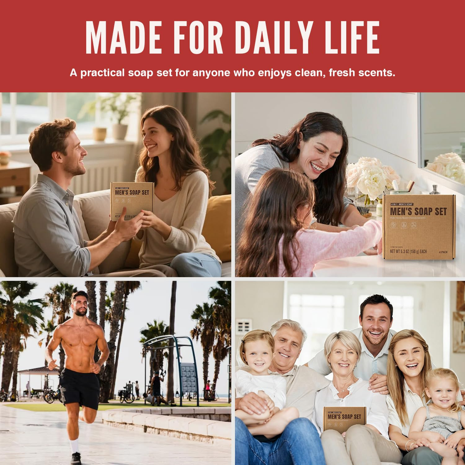Men’S Soap Bar for Men – Natural Mens Soap – Warm Sandalwood Calm – Gentle, Mois