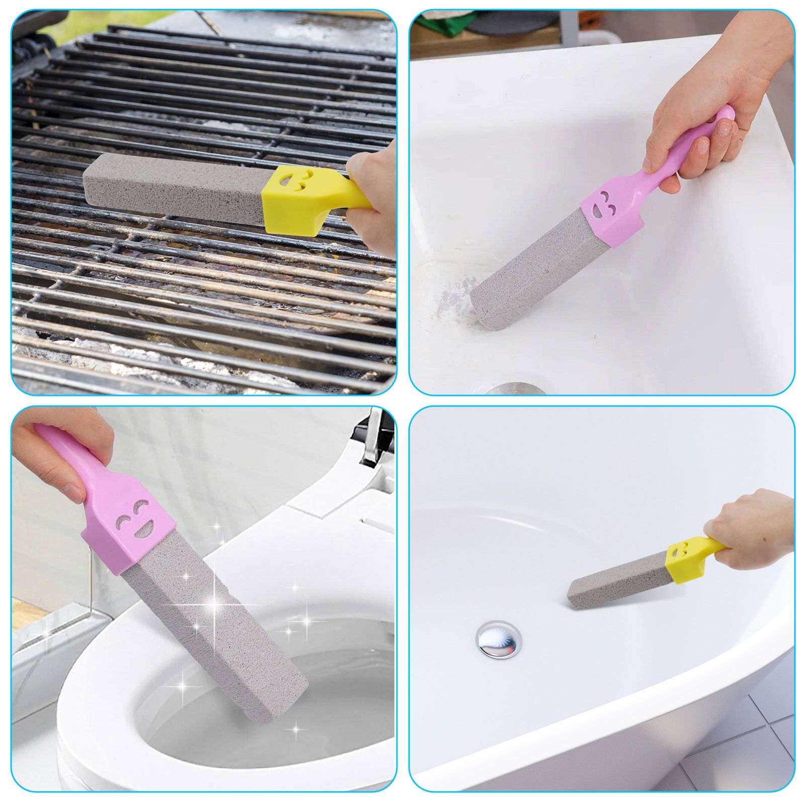 10x Bathroom Pumice Stone Toilet Brush Set Rust Limescale Remove Cleaning Tools