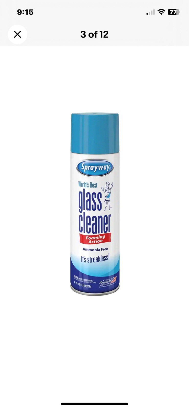 6 Pack Sprayway Glass Cleaner 23 oz Cans FAST Shipping CLEAN SHINE, FRESH SCENT