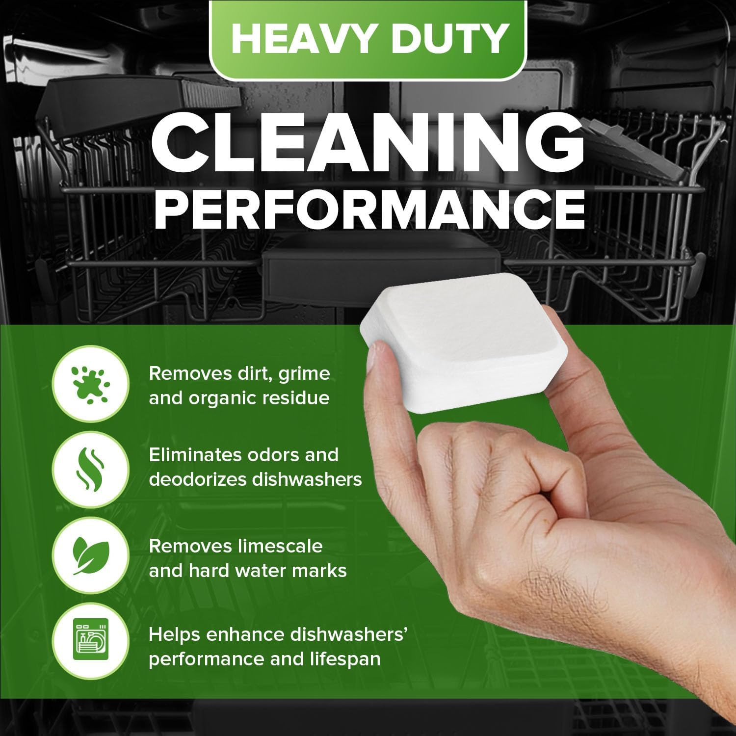 Heavy Duty Dishwasher Cleaner and Deodorizer Tablets, Descaler, Deep Cleaning, N