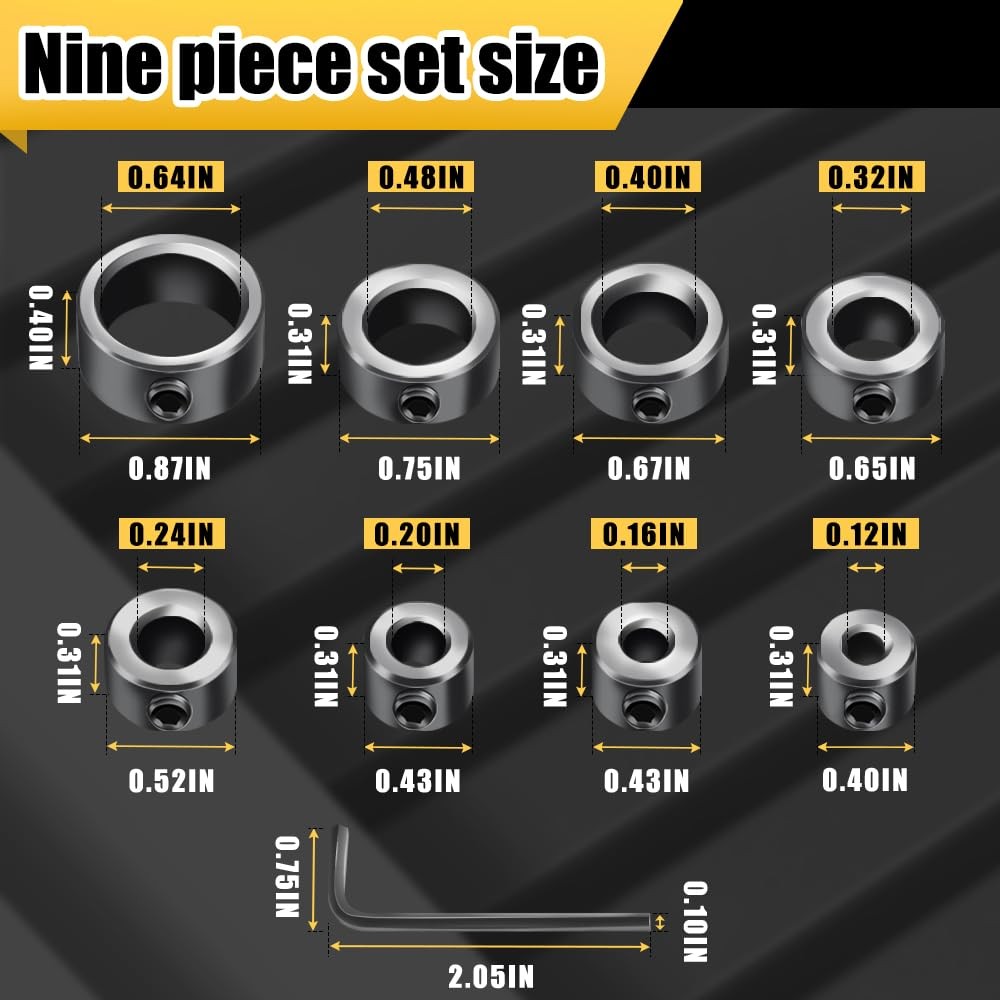 Depth Stop Drill Bit,Stop Collar Set Includes 1/8”, 3/16”, 1/4”, 5/16”, 3/8”,…