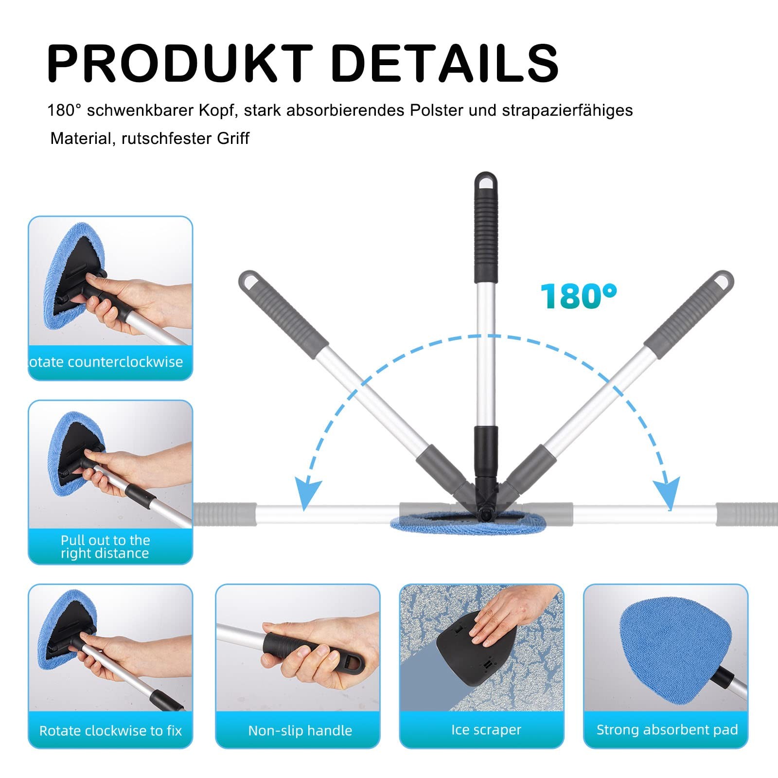 deuvuo 18 Pcs Windshield Cleaning Tool, Expandable Car Window Cleaner with 12