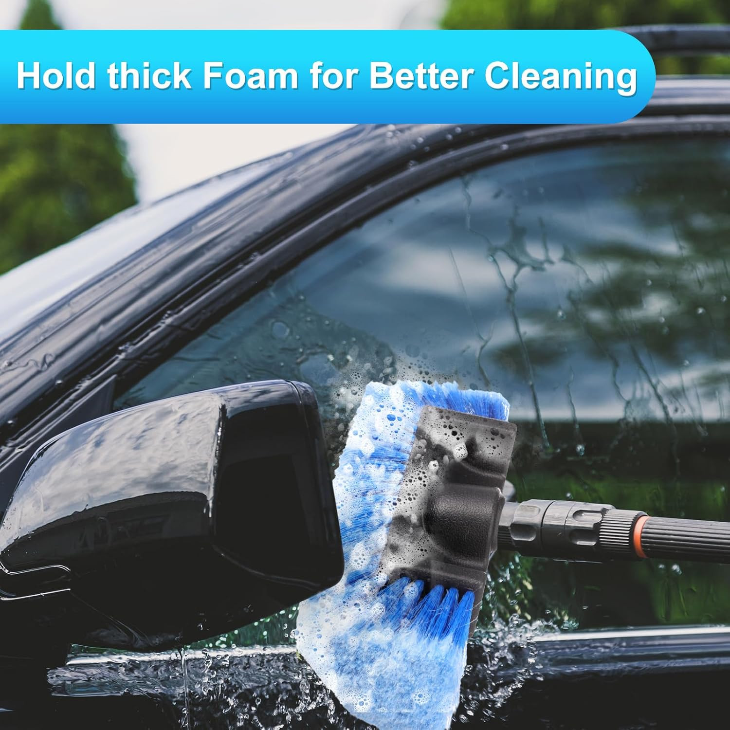 Car Wash Brush Head with Soft Detailing Bristle Flow Thru Car Cleaning Brush Ext
