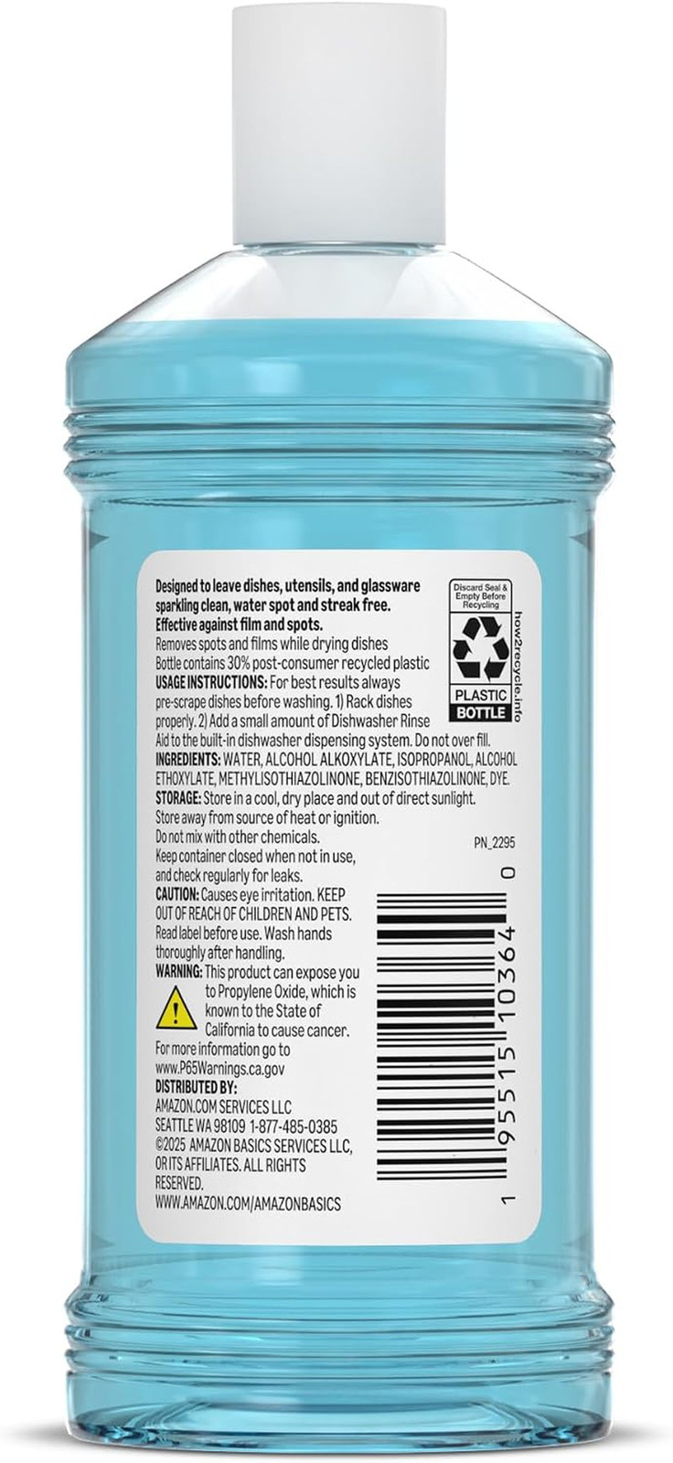 Dishwasher Rinse Aid, Prevents Spots & Film, Enhances Drying, 8 Fl