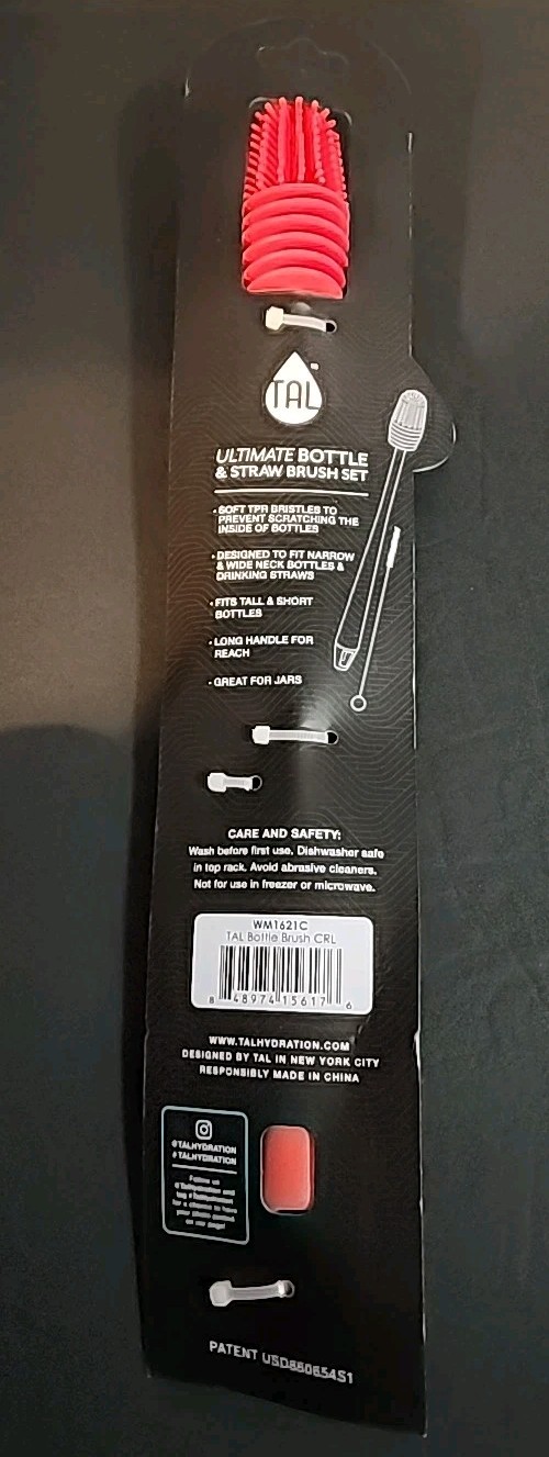 Tal Ultimate 2-Pc. Bottle and Straw Brush Set Navy NEW