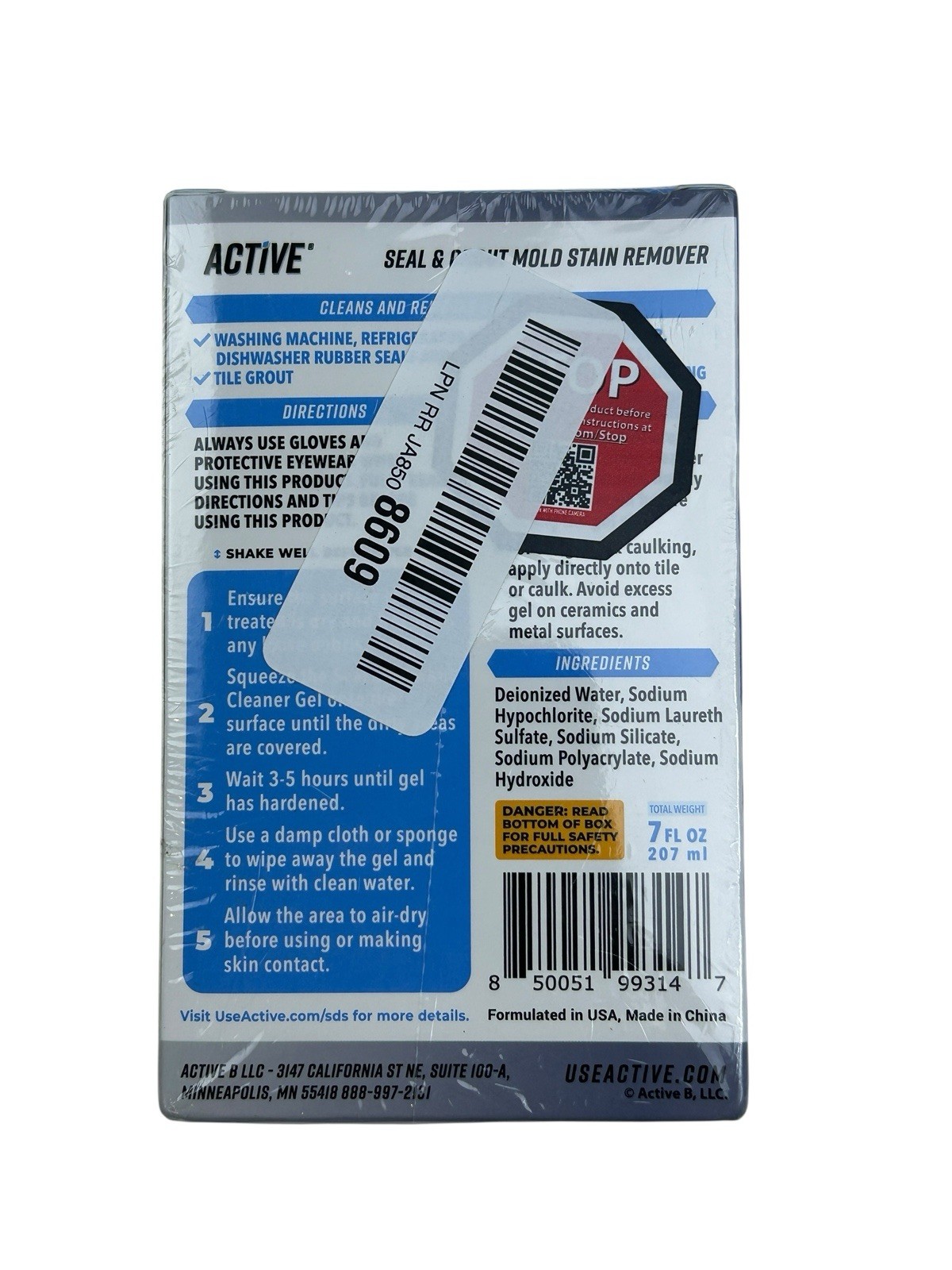 Active Mold Stain Remover Cleaner Seal Grout Deep Clean Heavy Duty Cleaner 7oz