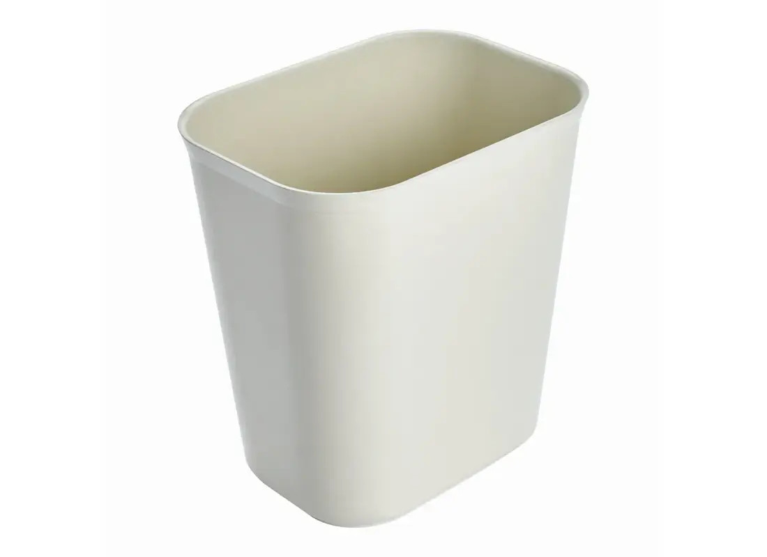 Trash Can 8.25X11.13X12.25 IN 3.5 GAL 14 QT Beige Rectangle Resin Fire Resistant