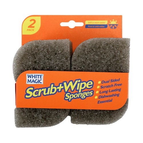 White Magic Scrub+Wipe Sponges 10cm x 5.3cm x 6.8cm