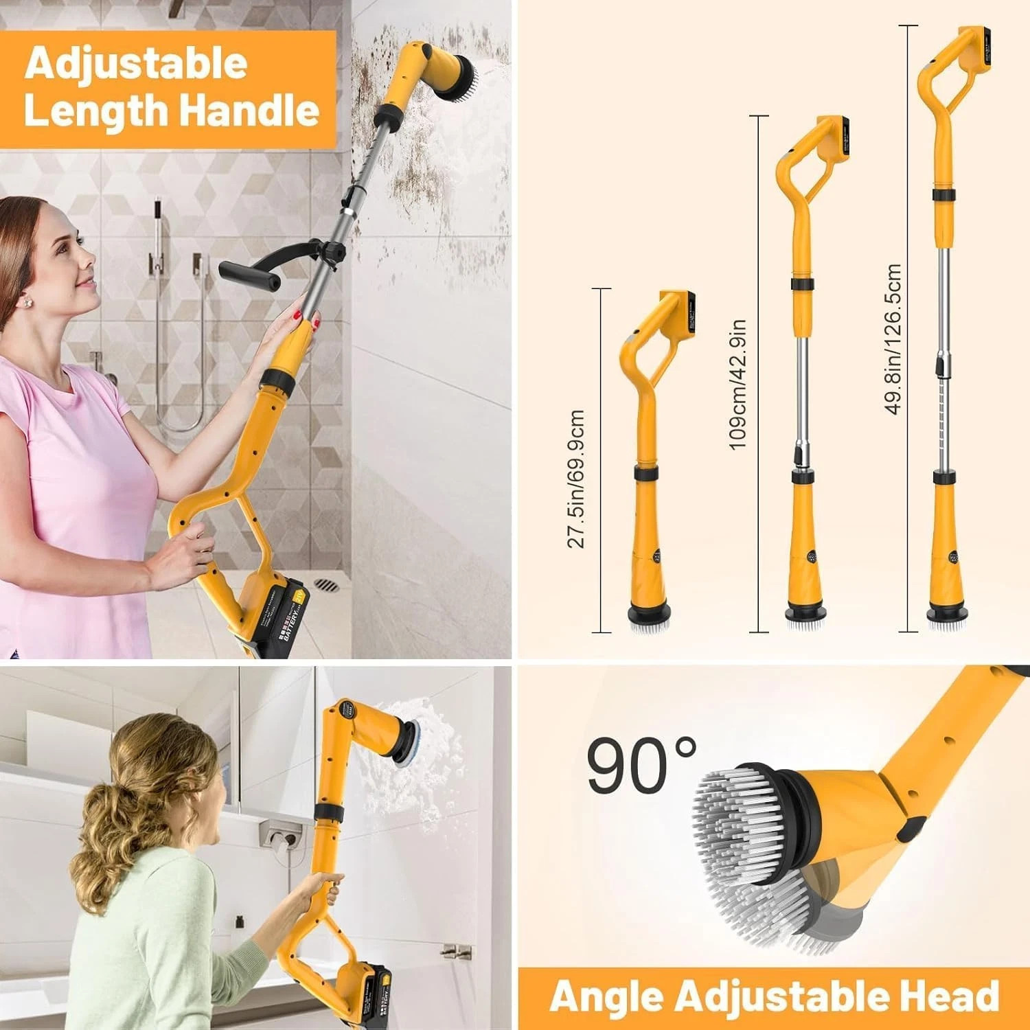1500 RPM Electric Spin Scrubber for Dewalt 20V Battery, Power Shower Scrubber fo
