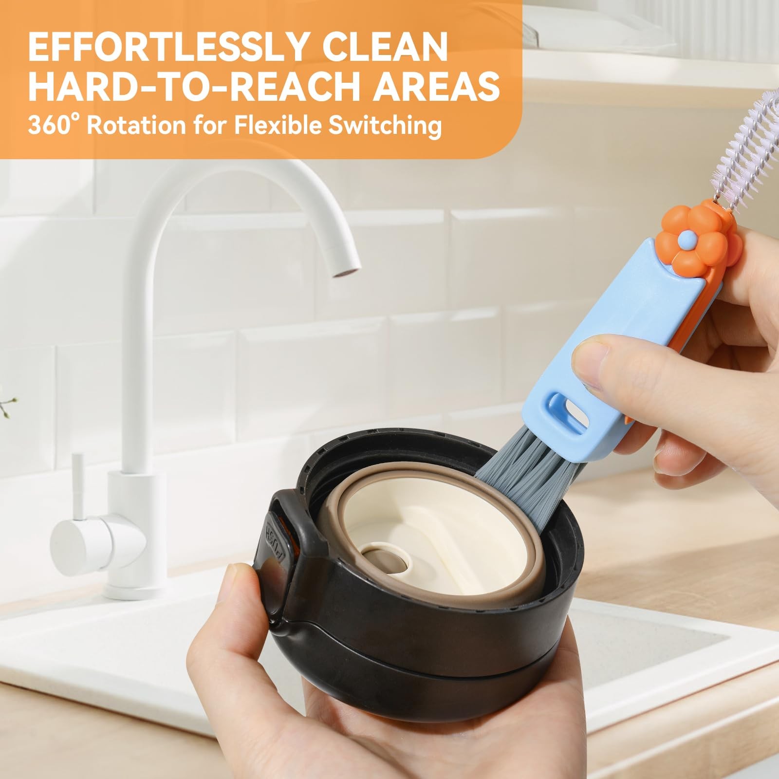 3 in 1 Cup Lid Gap Cleaning Brush Set, Multifunctional Bottle Cleaning Brush,…