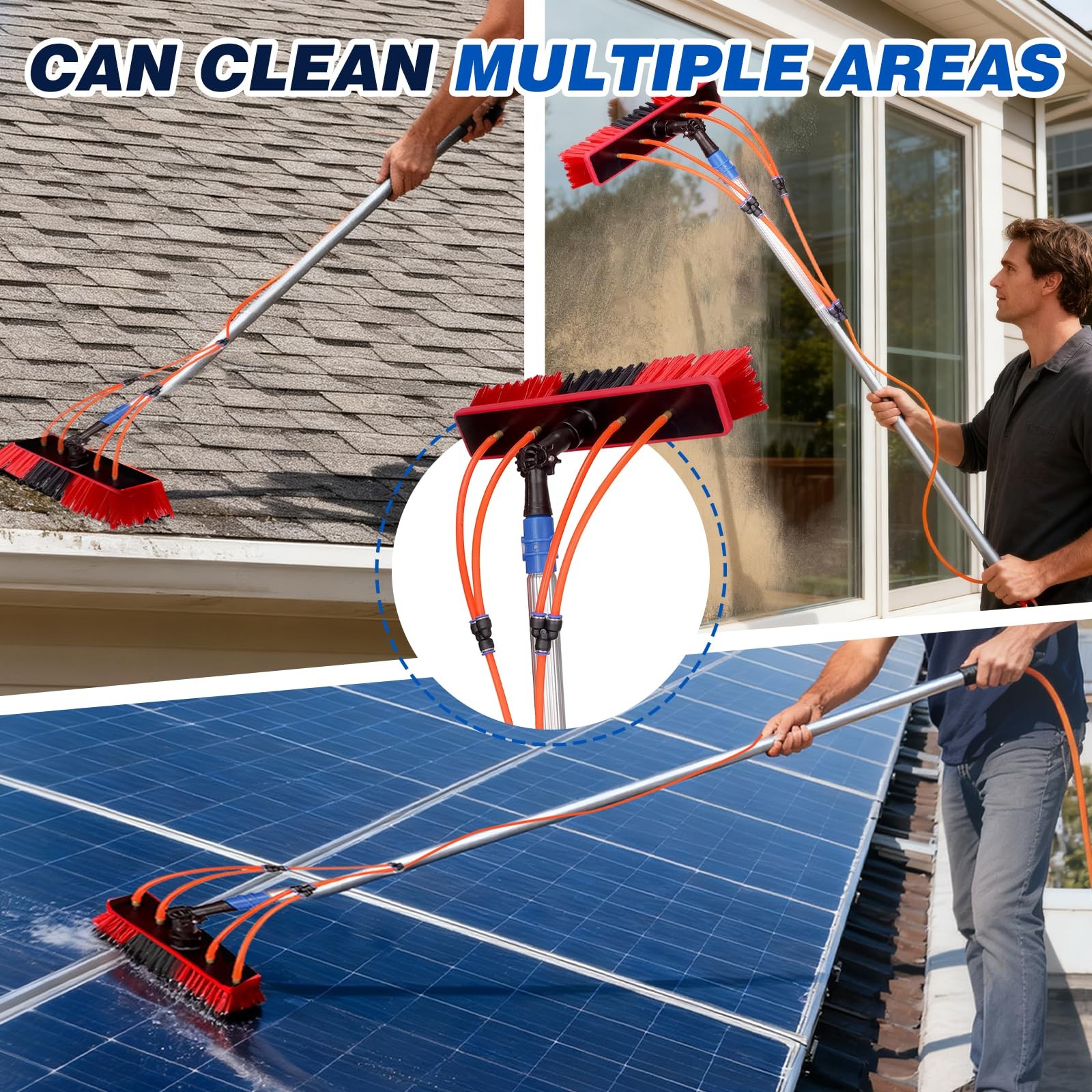 35FT Water Fed Pole Kit Adjustable Solar Panel Cleaning Kit Cleaner Tool for …
