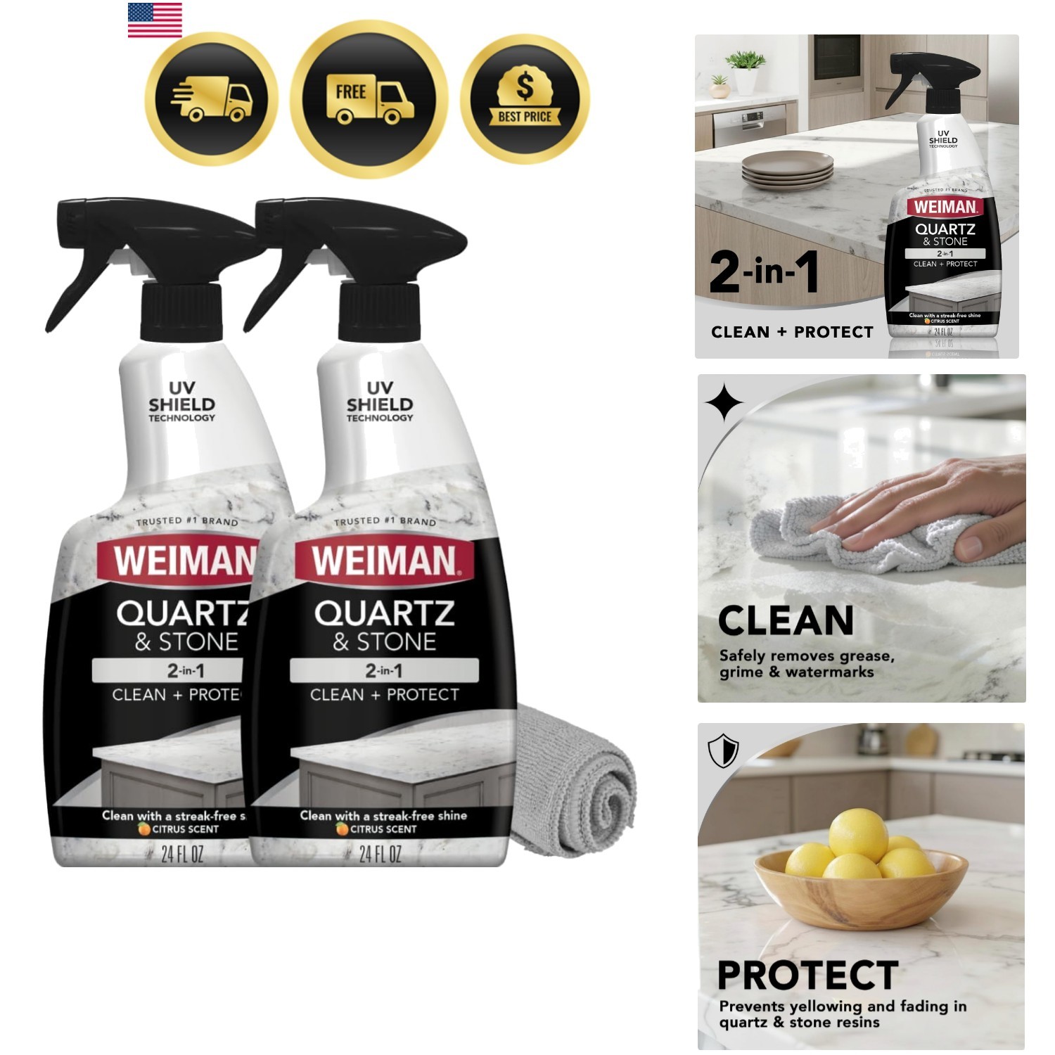 Quartz Countertop Cleaner and Polish – Clean and Shine Your Countertops Islan…