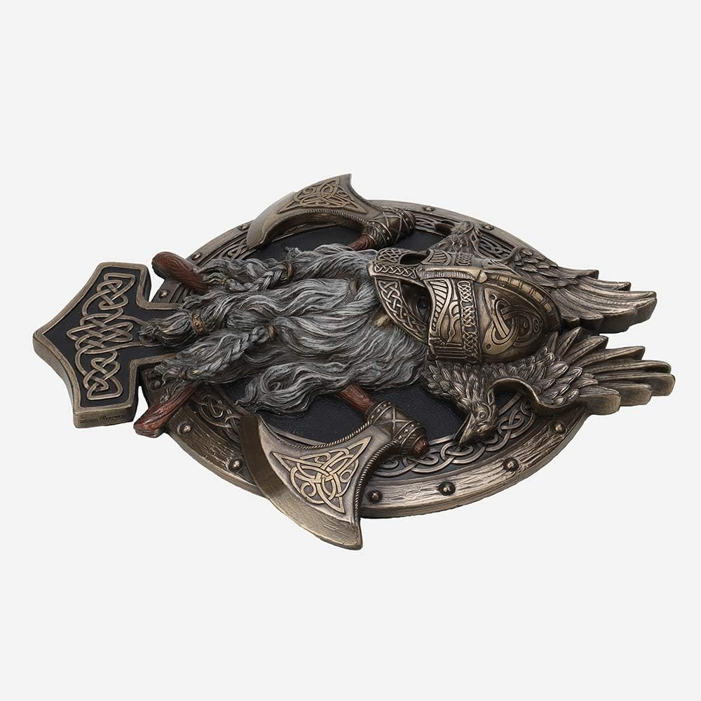 10 5/8″ Viking Wall Plaque Valhalla Sculpture Cold Cast Bronzed Resin