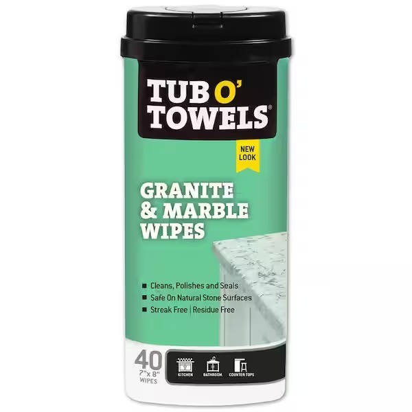 Tub O’ Towels Granite and Marble Cleaning Wipes (40-ct) Clean & Polish No Streak