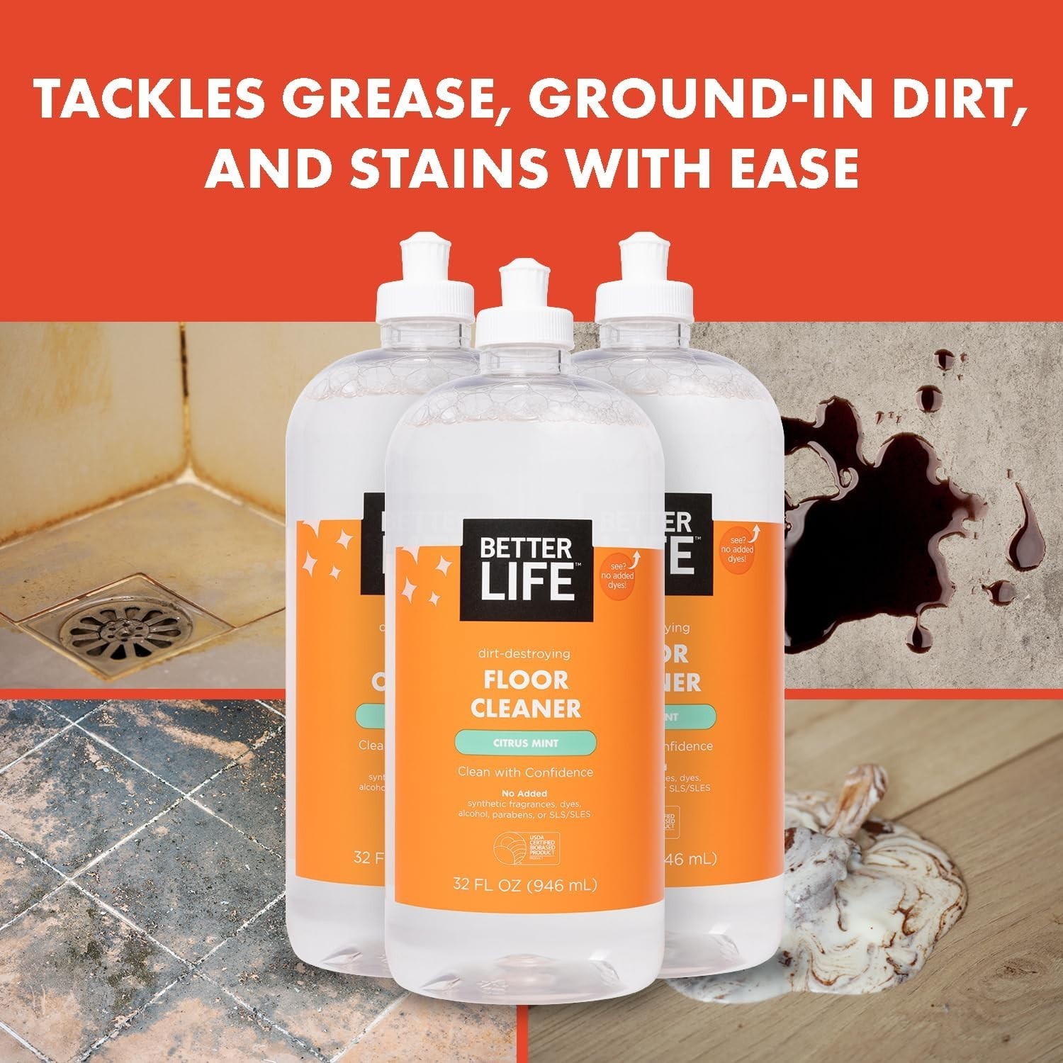 Multipurpose Liquid Floor Cleaner with Citrus Mint Scent – Plant-Based, 64 Fl Oz