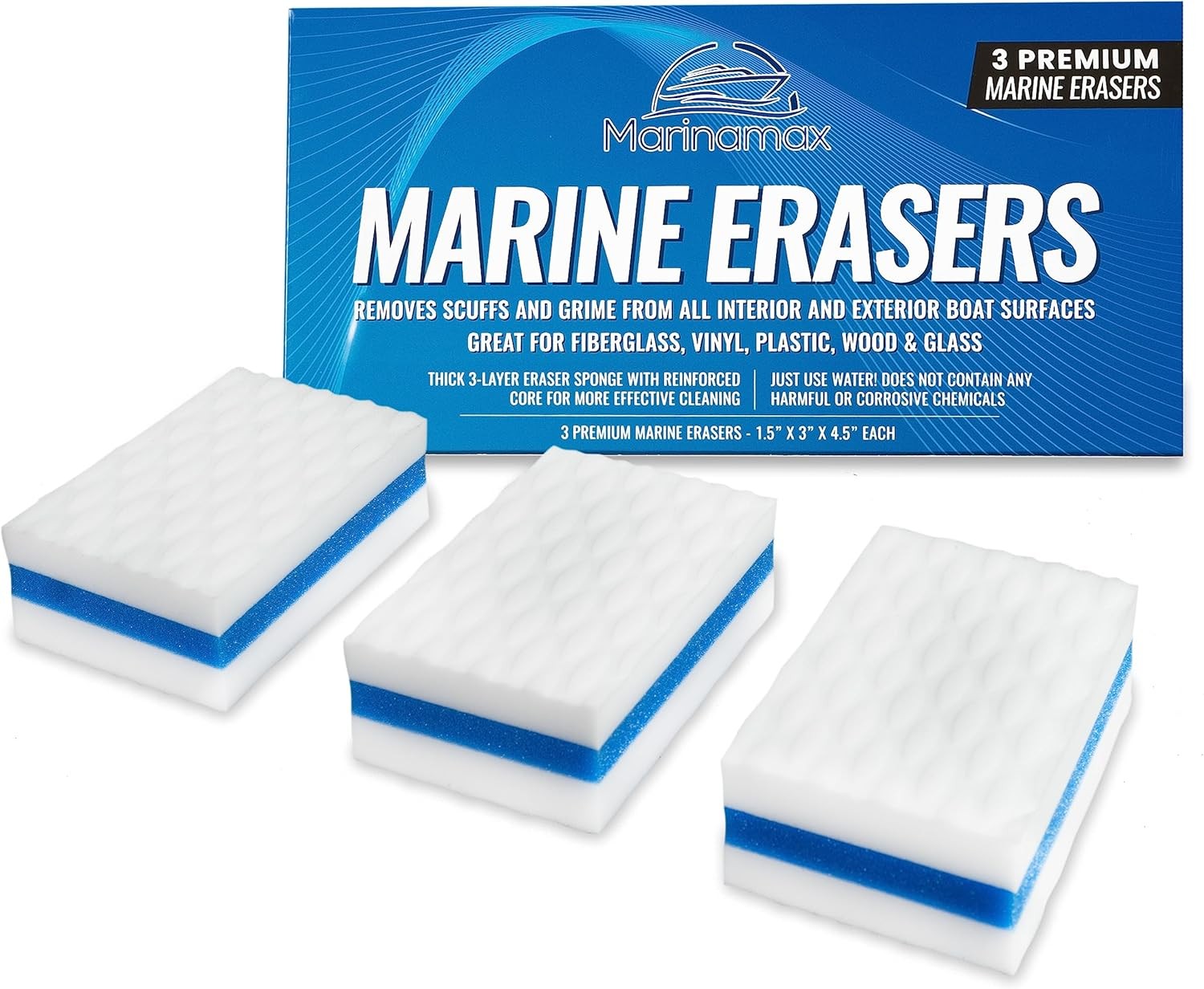 Boat Eraser Boat Cleaner 3-Pack | Marine Eraser for Scuffs, Dirt, Salt & Grime |