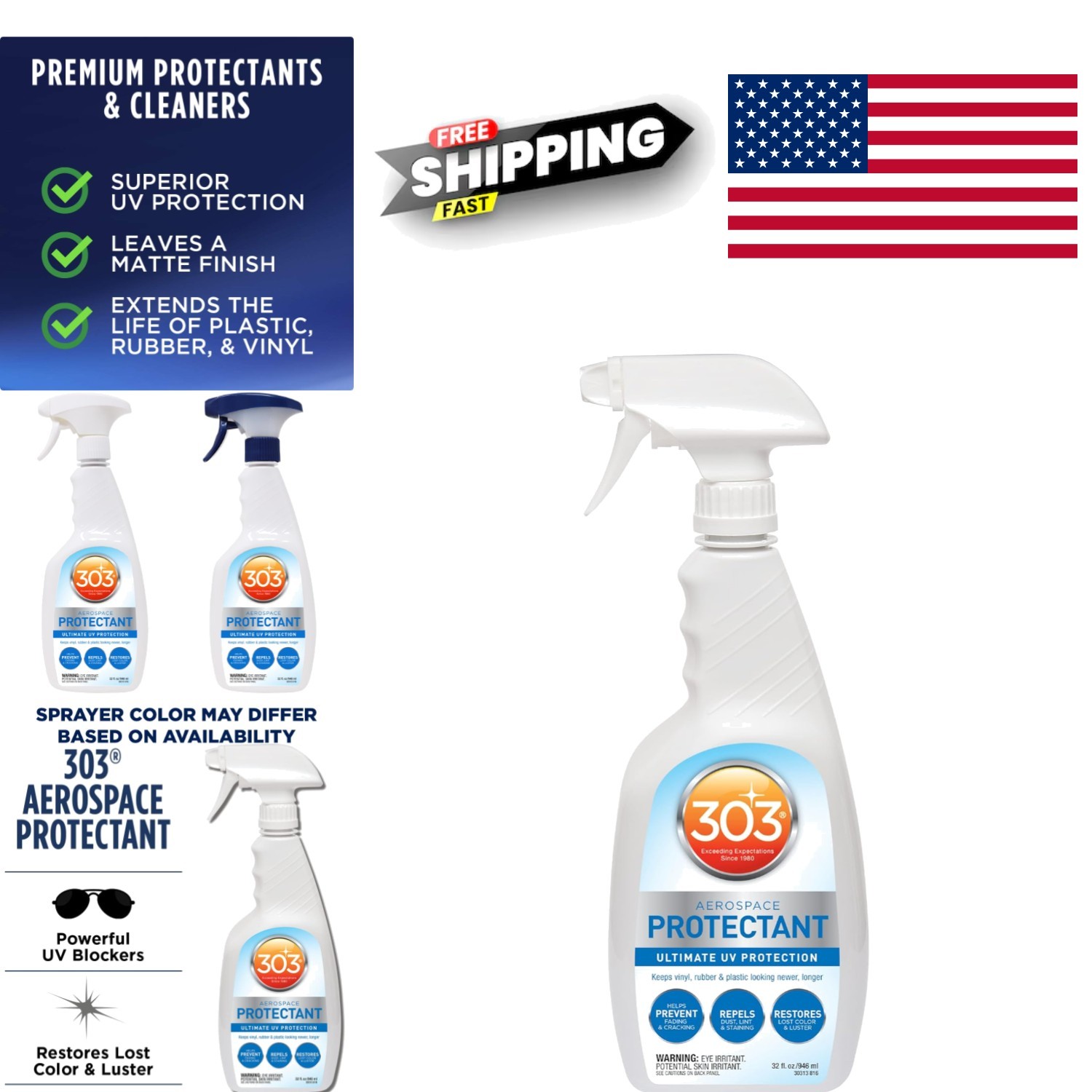 Non Toxic Aerospace Protectant 32 Ounce Spray for UV Protection and Restoration