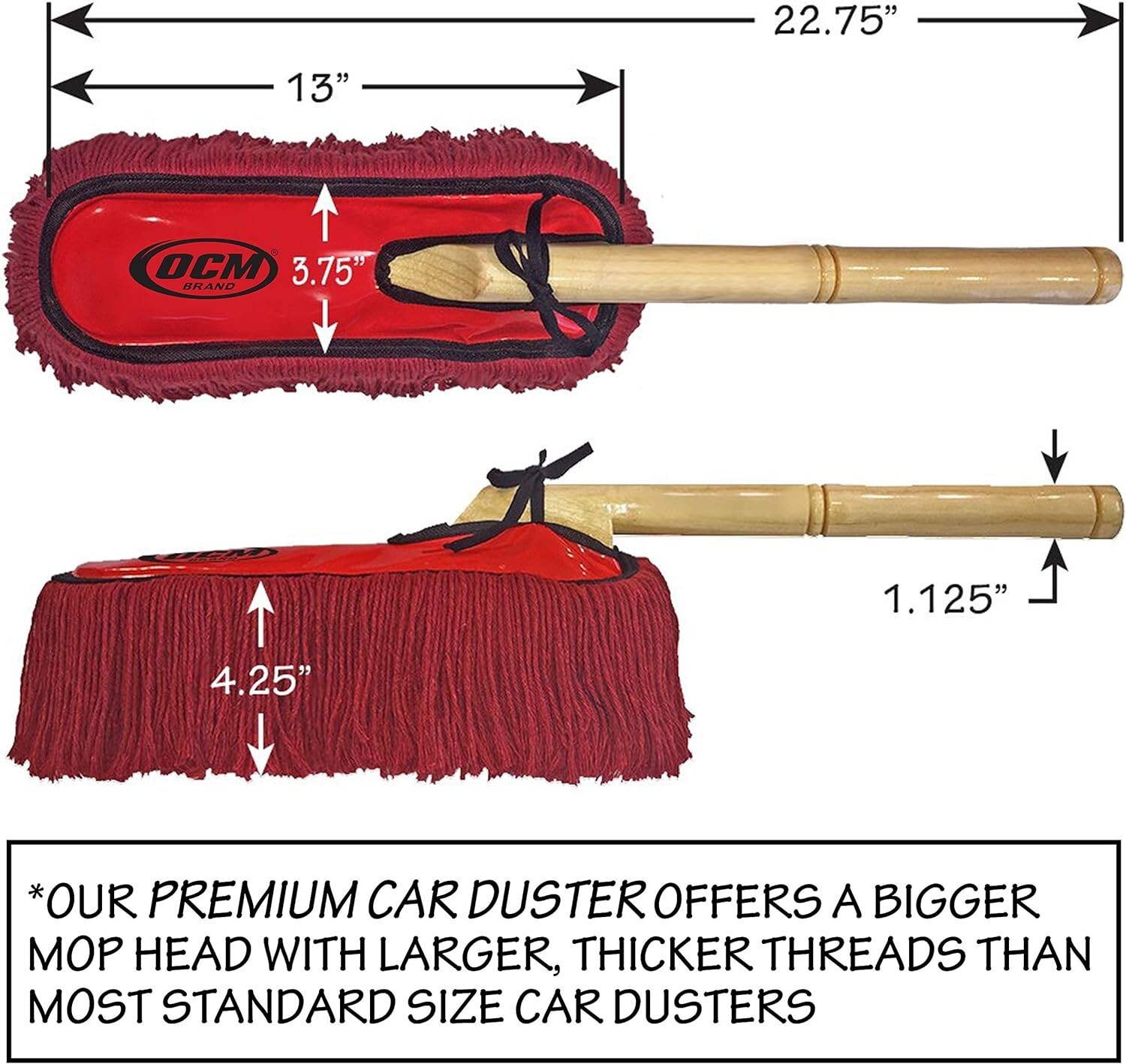 Premium Extra Large Car Duster with Durable Solid Wood Handle Includes Storag…