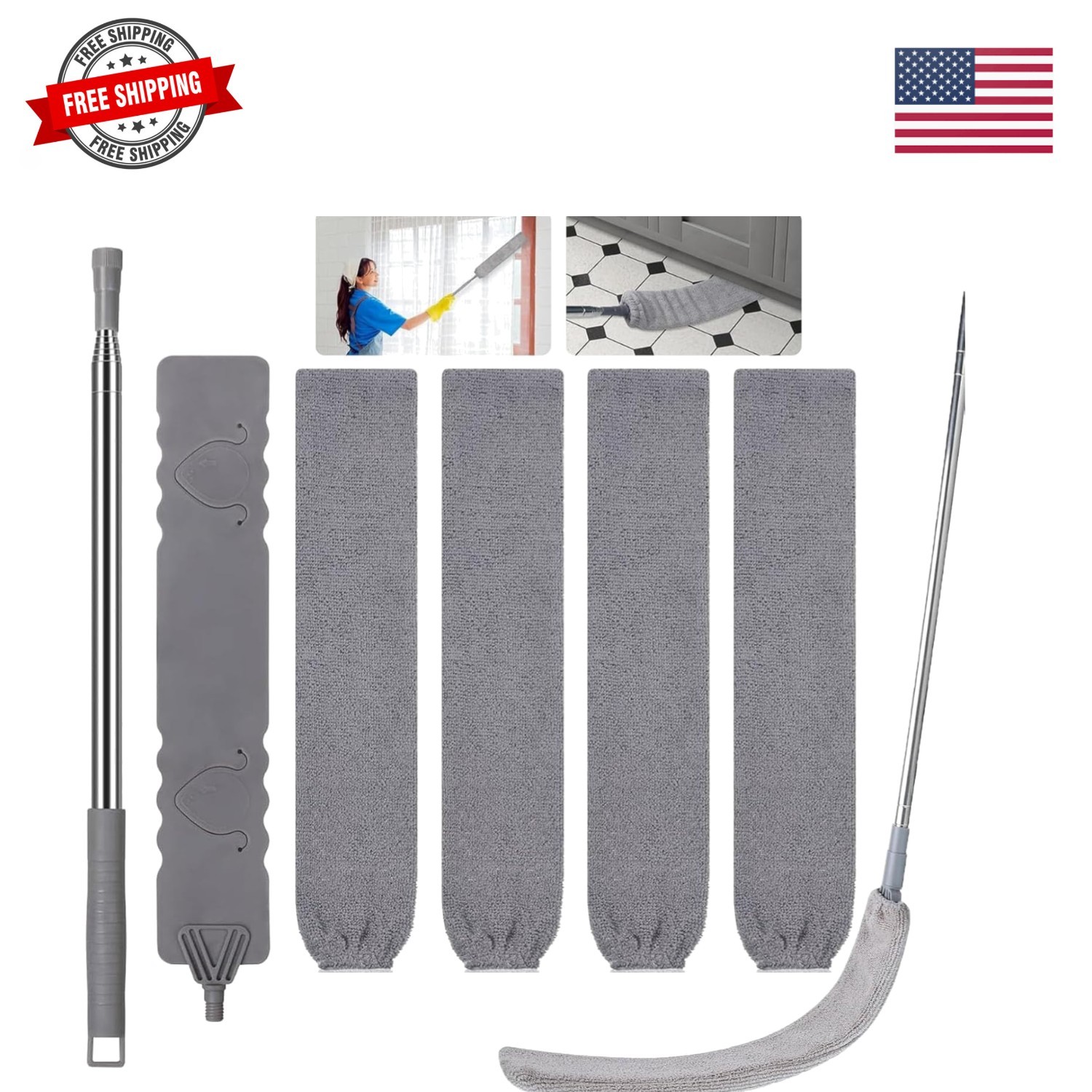 Retractable Gap Dust Cleaner, Extendable Gap Duster with 4 Microfiber Dusting…