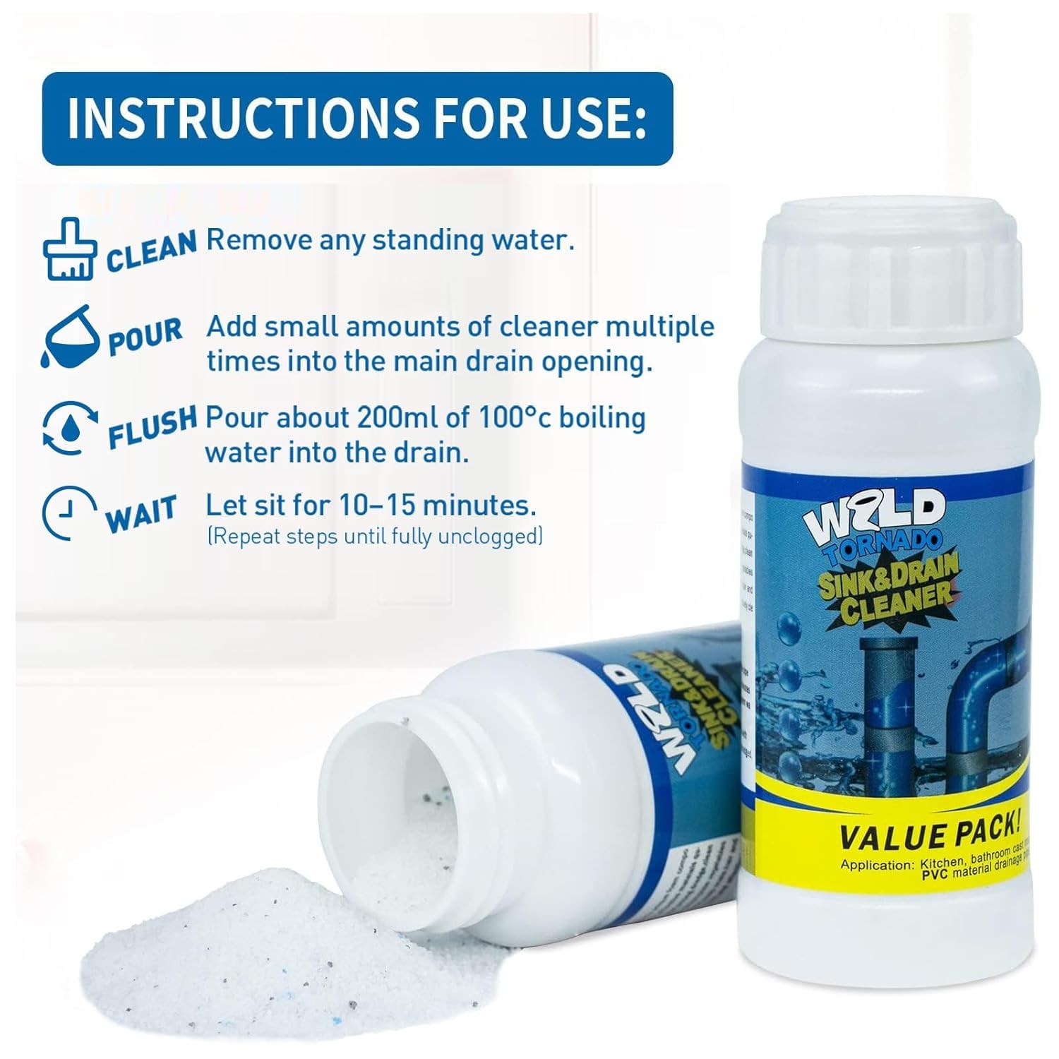 Wild Tornado Pipe Dredge Powerful Sink Cleaner Fast Foaming Kitchen Cleaner
