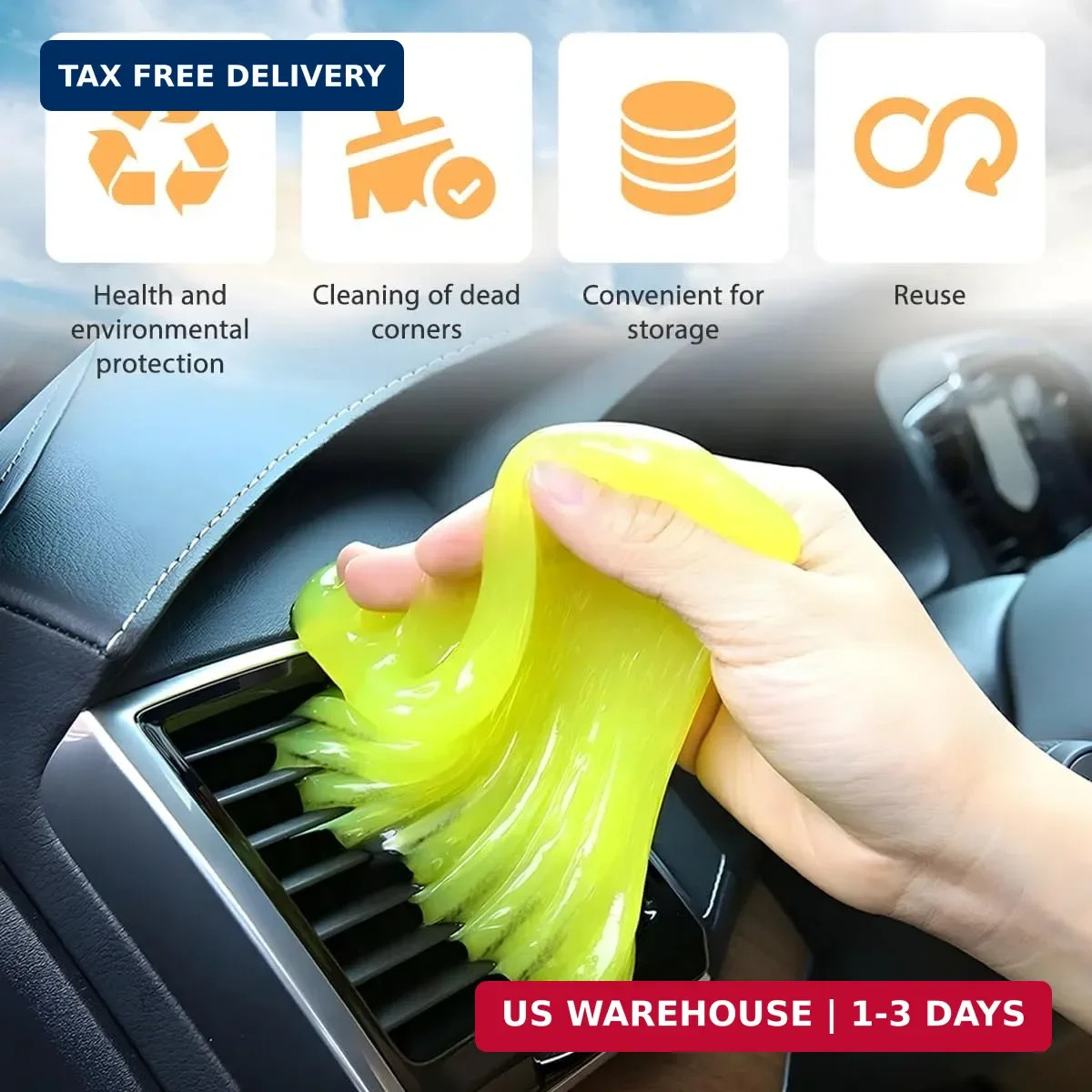 Car Cleaning Gel, Reusable Vehicle Air Vent Crevice Detailing Putty, Automotive