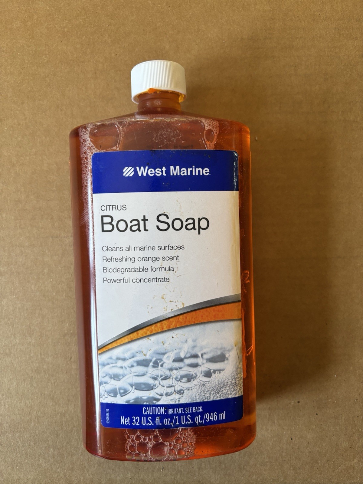 West Marine Citrus Boat Soap 32 fl. oz. Concentrated Biodegradable Cleaner Quart