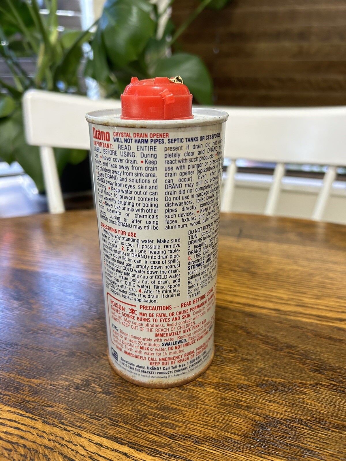 Vintage Drano CRYSTAL Drain Opener 18 oz Metal Can Clog Remover Open Container
