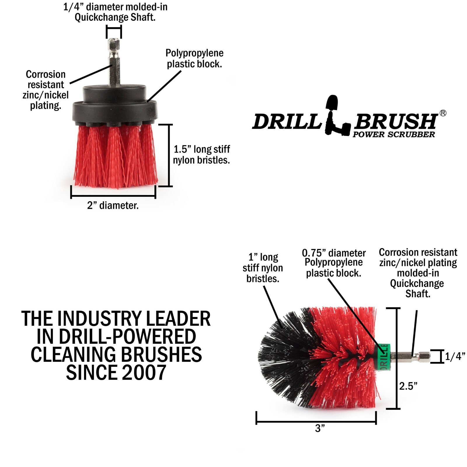 Drill Brush Cordless Drill Power Outdoor Scrub Brush Kit – Deck, Patio, Concrete
