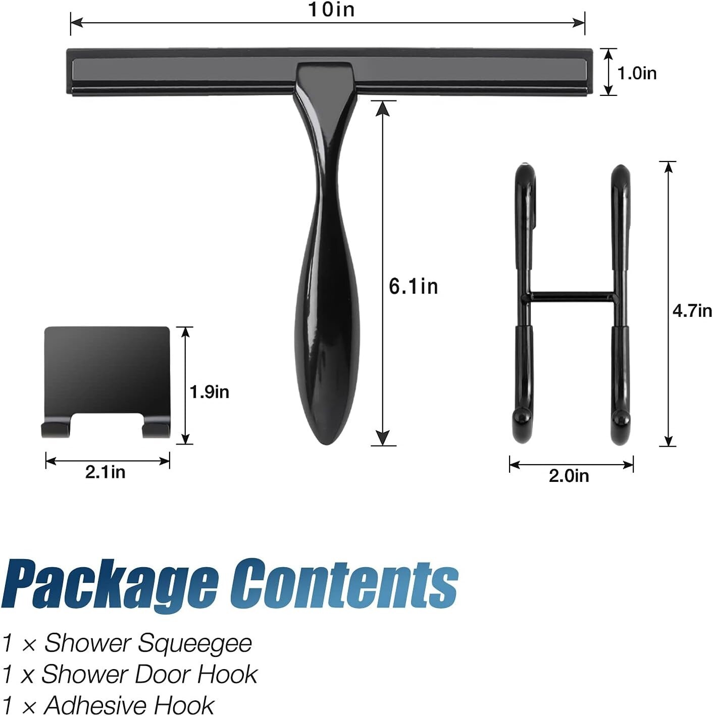 Lightweight Black Shower Squeegee Set – Streak-Free Clean for Glass & Mirrors