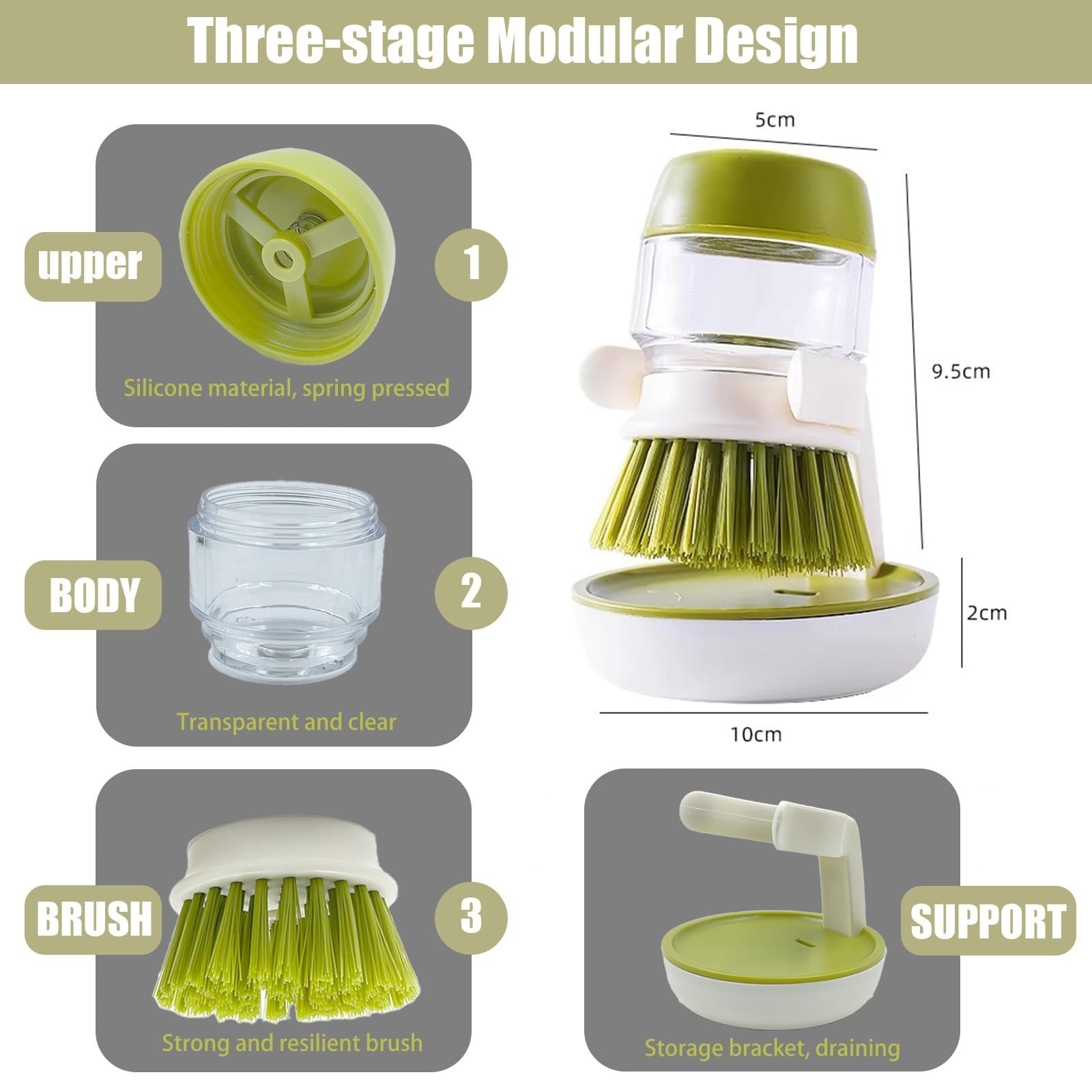 Soap Dispenser with Dish Brush and Storage Bracket, Easy to Clean Kitchen Ute…