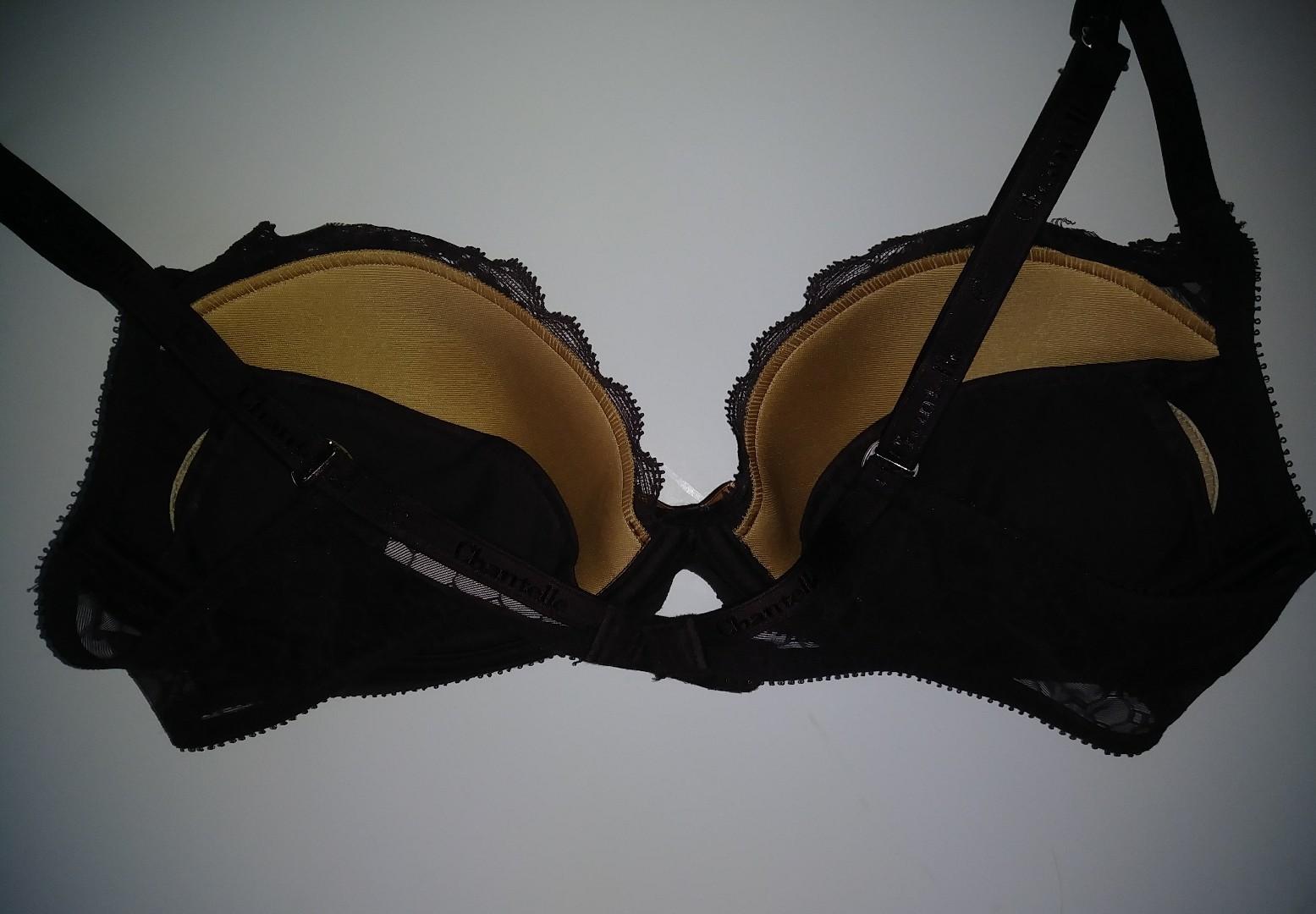 CHANTELLE CHIC PUSH-UP PLUNGE UNDERWIRE REMOVABLE PADS BROWN SIZE 32-D STY#36460