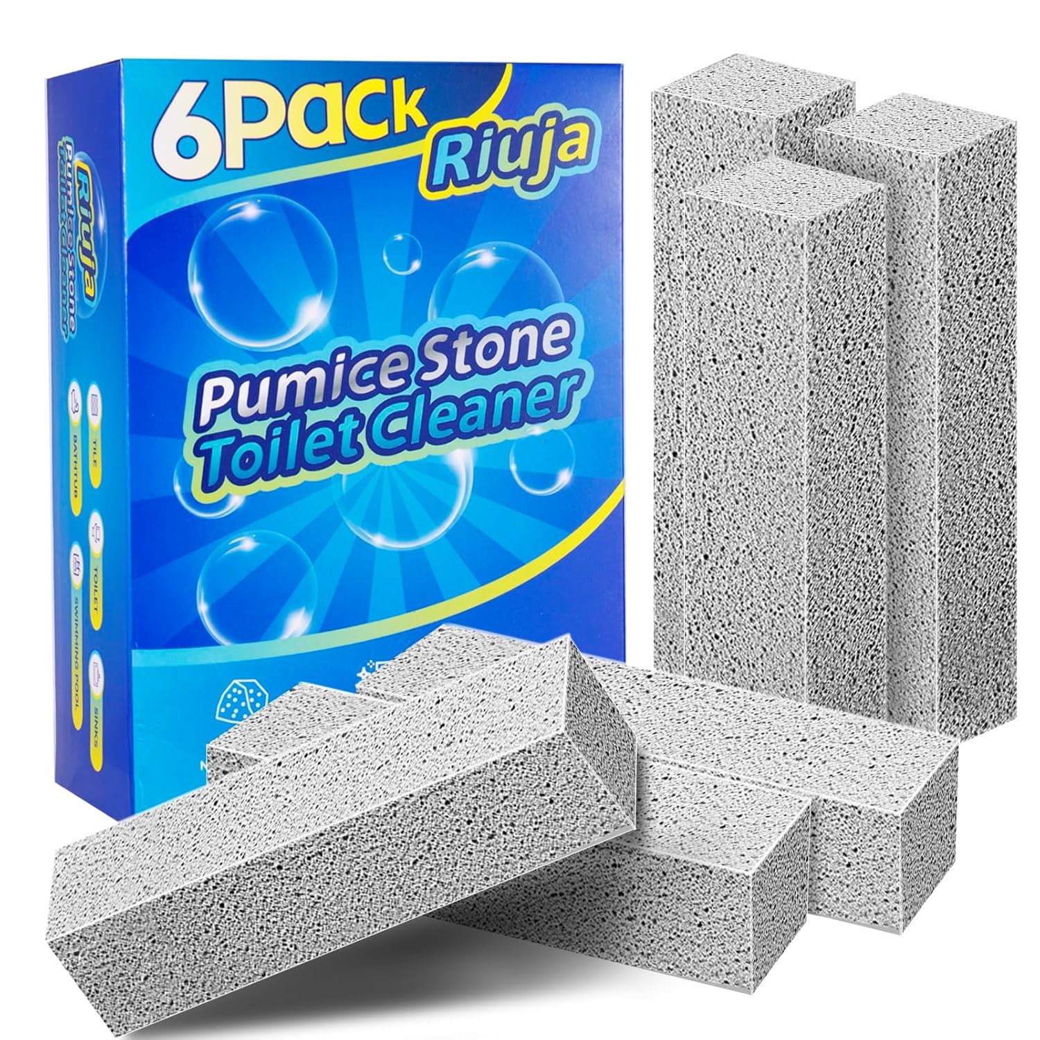6 Pack Pumice Stone Toilet Bowl Cleaner Natural Powerful Cleaning Tool