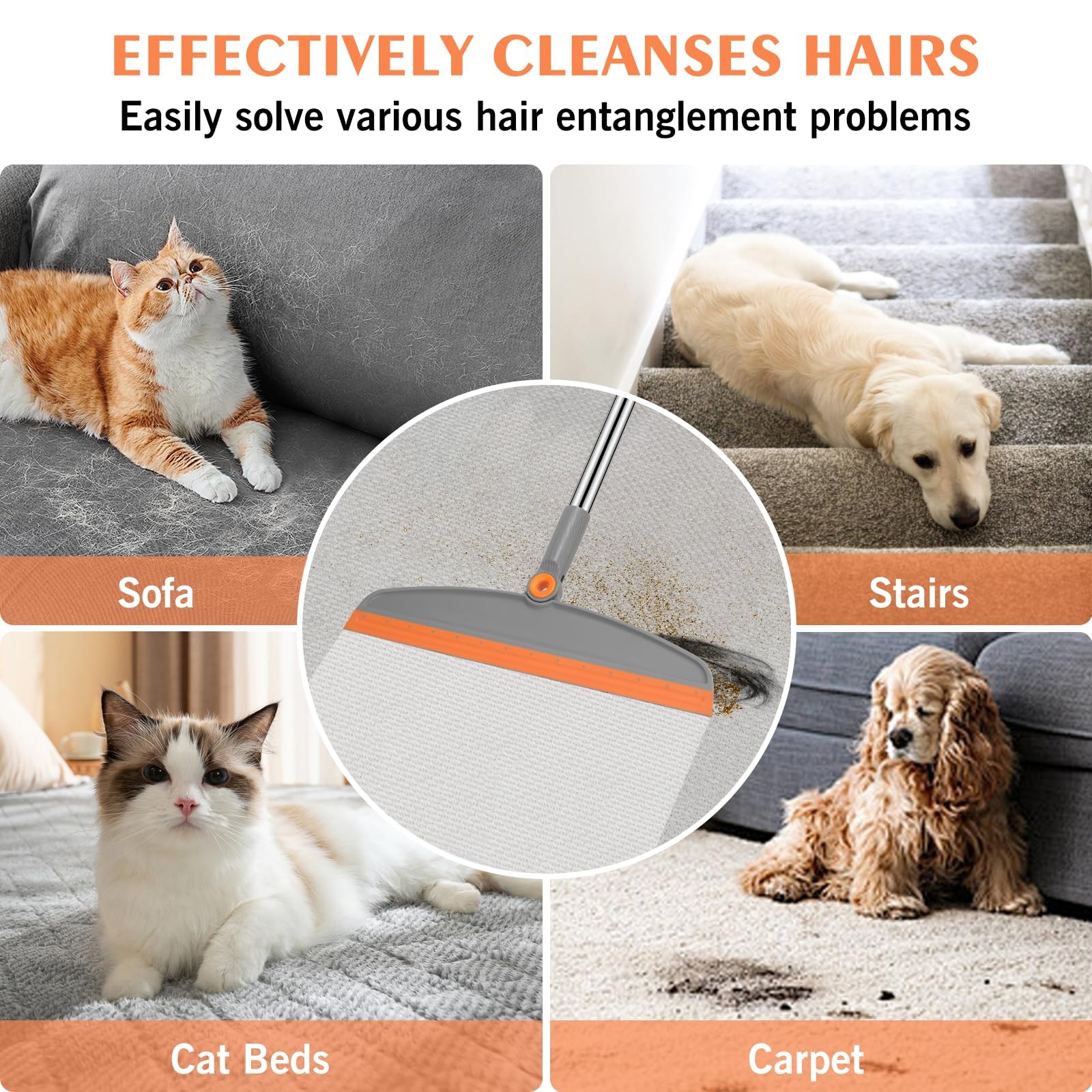 Multifunction Magic Broom 54 Inch Adjustable Long Handle Silicone Floor Squeegee
