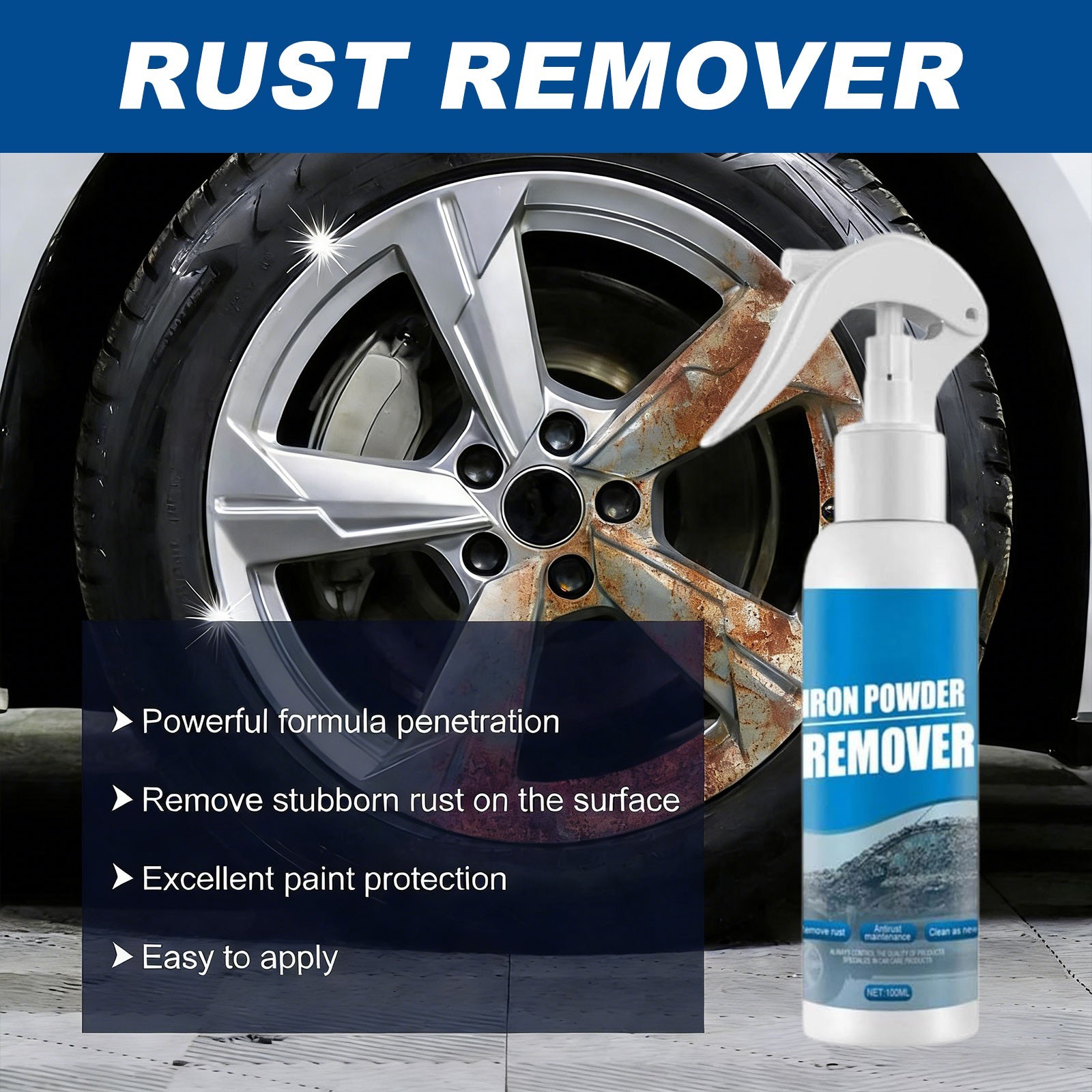 Heavy-Duty Rust Stain Remover, Multi-Purpose Iron Out Cleaner for Tools, Cars