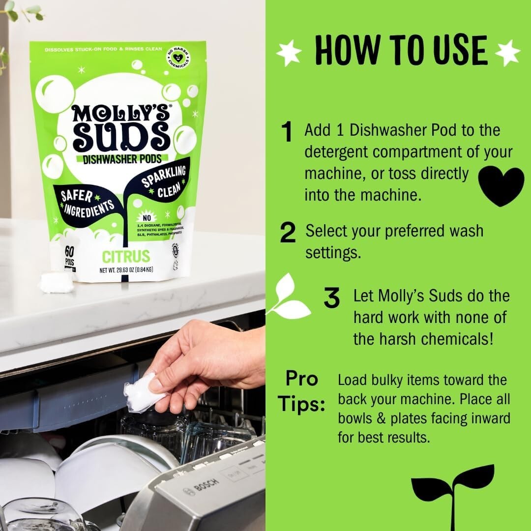 Cruelty-Free 60 Count Dishwasher Pods – Sparkling Clean with Zero Residue