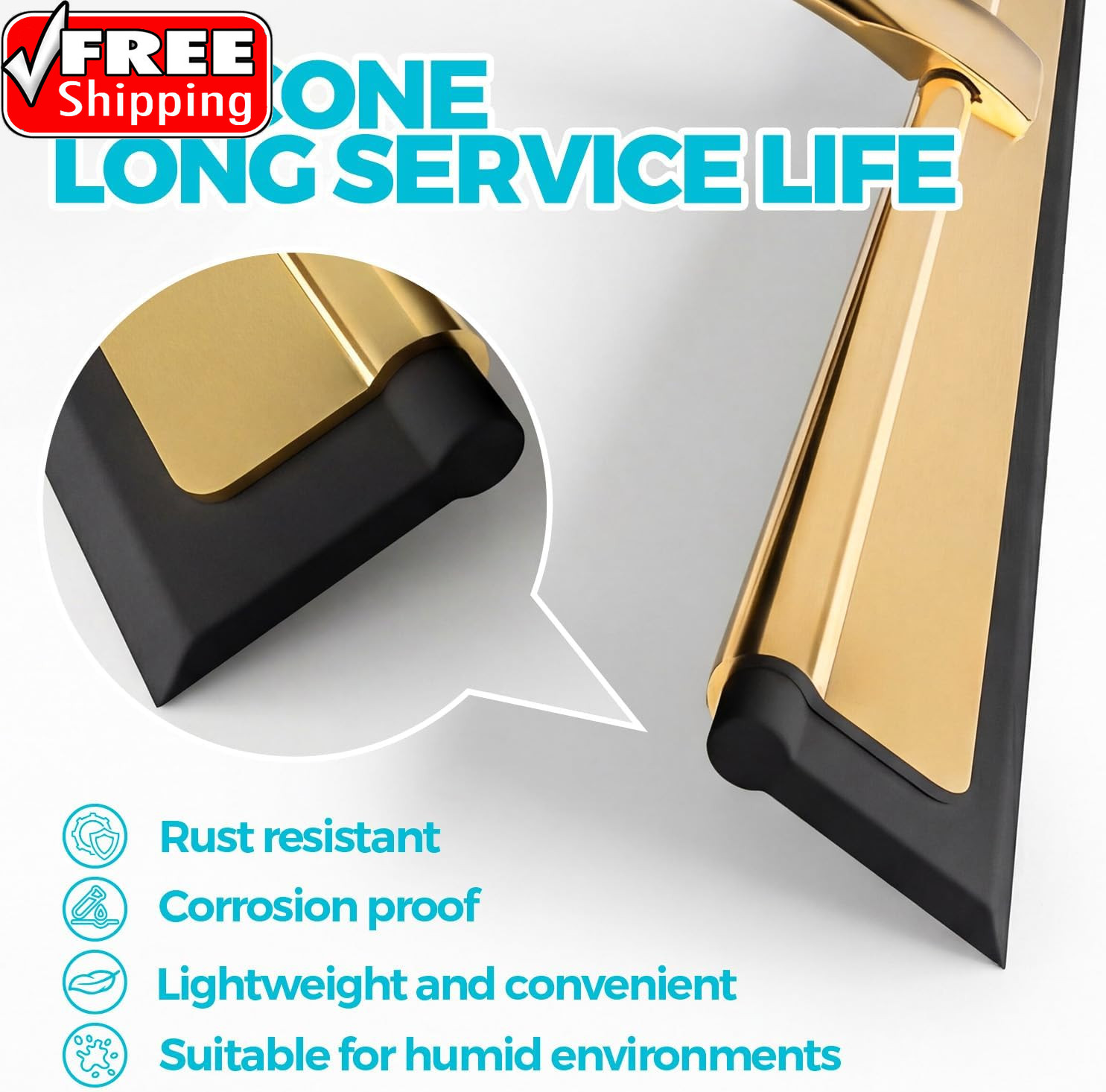 2PACK 10-Inch Golden All-Purpose Shower Squeegee for Shower Doors, Bath Linen Se