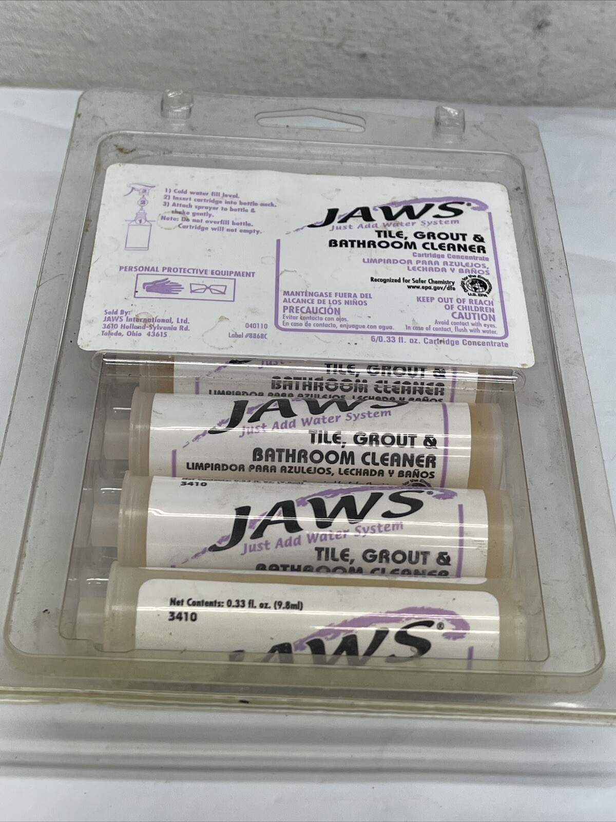 Lot Of 9 Jaws Cleaner Concentrate Capsules 6 Tile/Grout 2 Multi Purpose 1 Glass