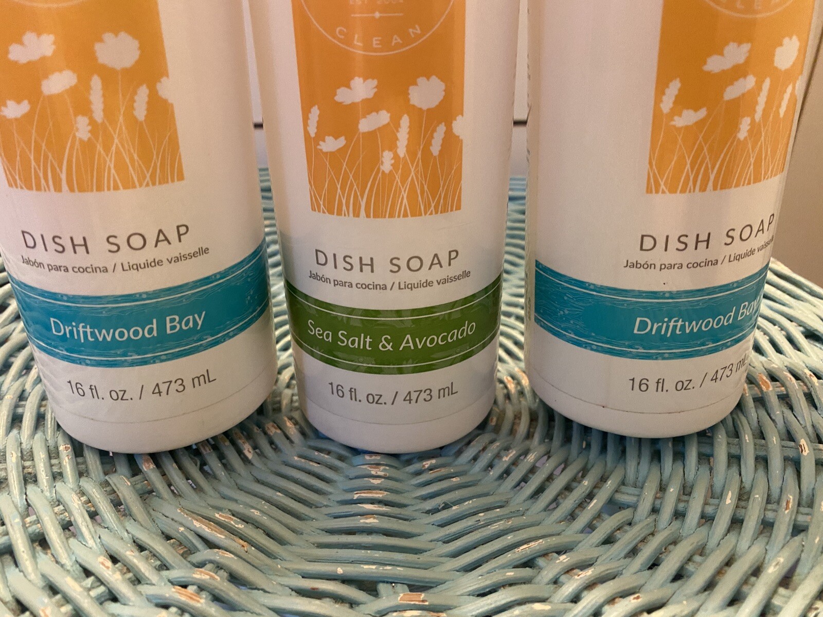 3 RARE Scentsy Dish Soap 2 DRIFTWOOD BAY/1 Seasalt & Avocado LIQUID 16oz ea New