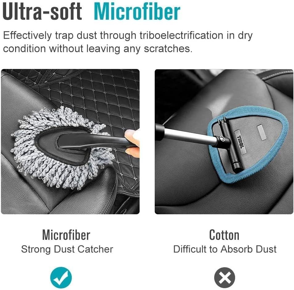 Reusable Microfiber Car Dash Duster – Compact Dust Cleaning Brush in Gray