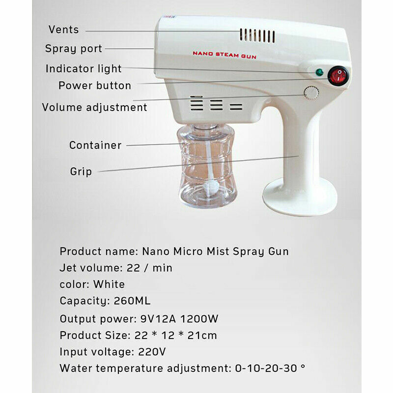 1200W Nano sprayer gun blue light disinfection powered sprayer kill 99% bacteria