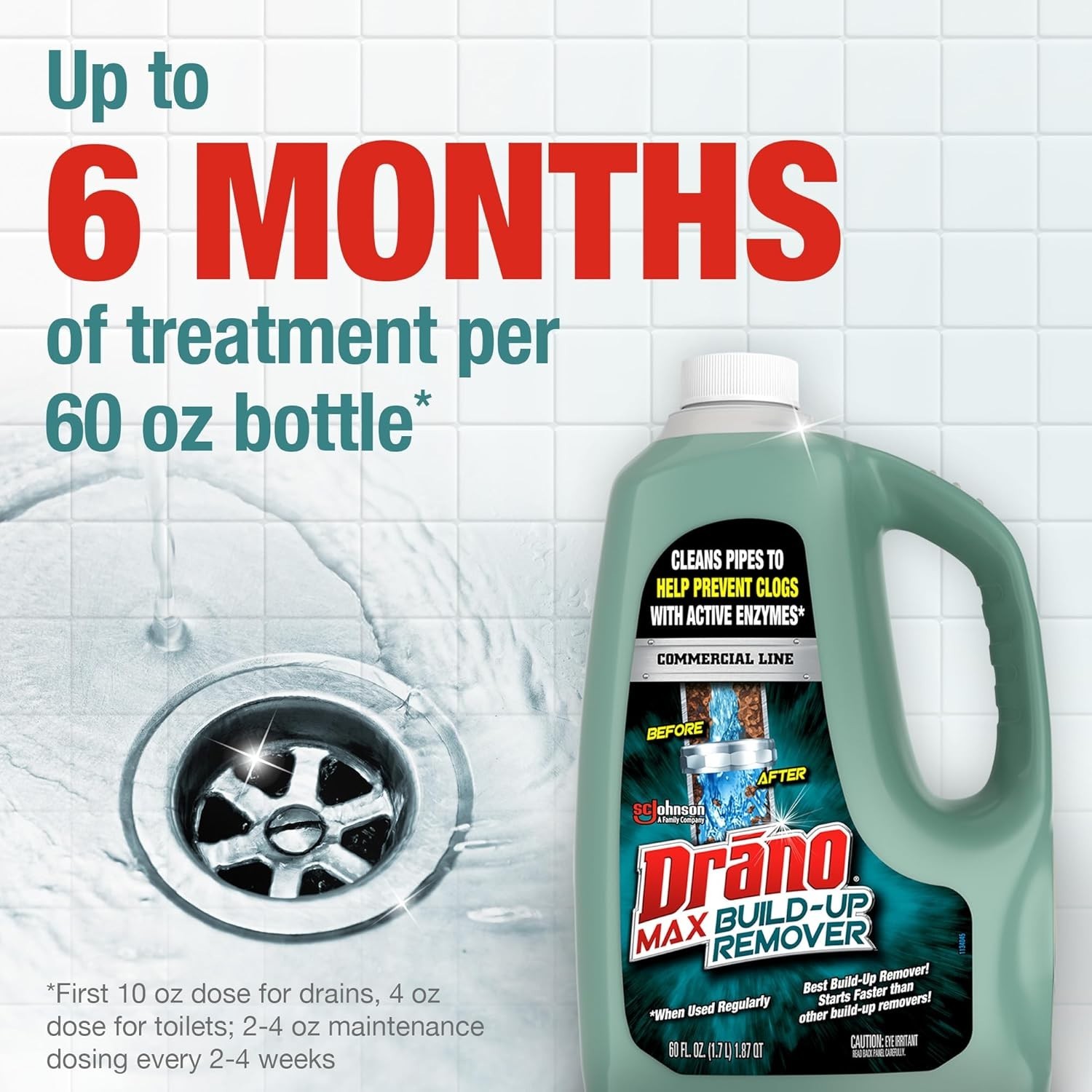 Drano Max Build Up Remover Drain Cleaner 60 oz Prevents Clogs Odor Safe for