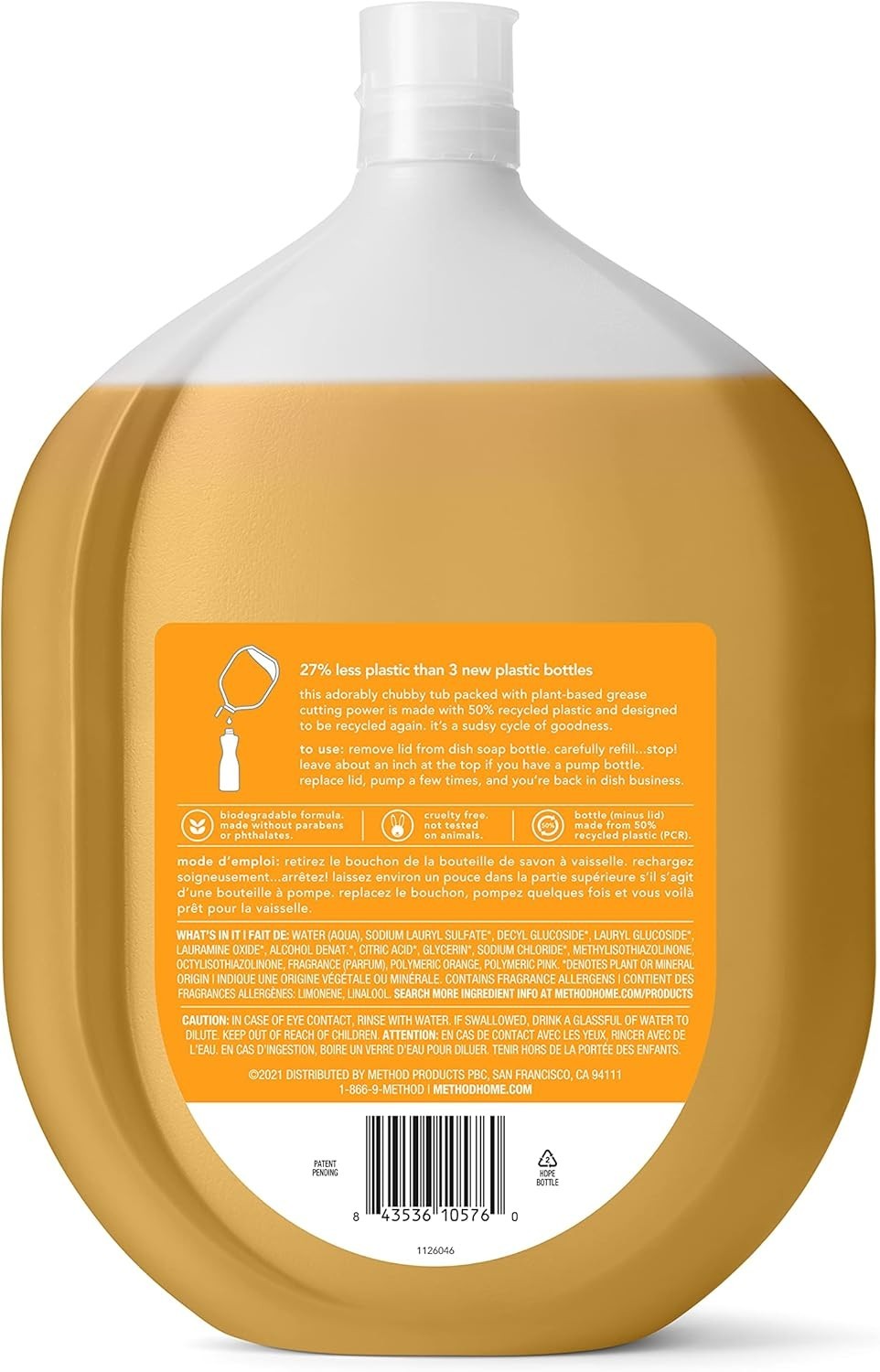 Plant-Based Gel Dish Soap Refill – 54 Oz Pack of 4, Cruelty-Free & Eco-Conscious
