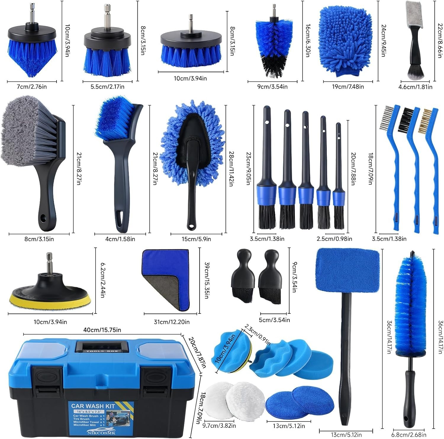 Car Detailing Brush Set 36 Pieces Auto Interior Exterior Wheel Cleaning Kit