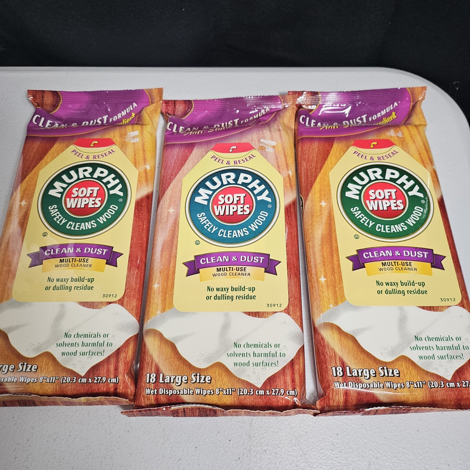 Lot of 3-Murphy Soft Wipes Clean & Dust Multi-Use Wood Cleaner READ