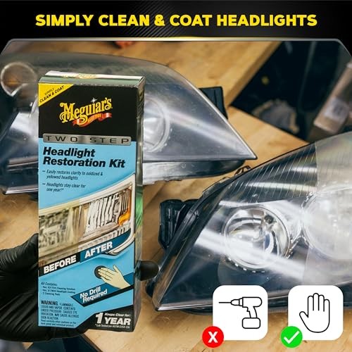 Meguiar’s Two Step Car Headlight Restoration Kit, 2- Step Headlight Kit