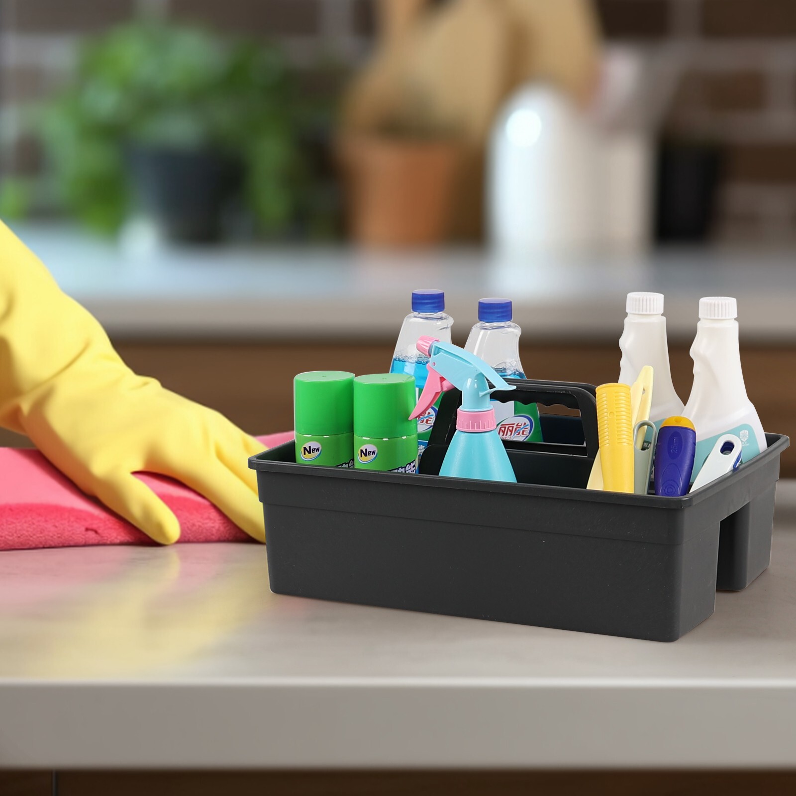 Kekow 6-Packs Large Plastic Cleaning Storage Caddy with Handle Commercial Tool