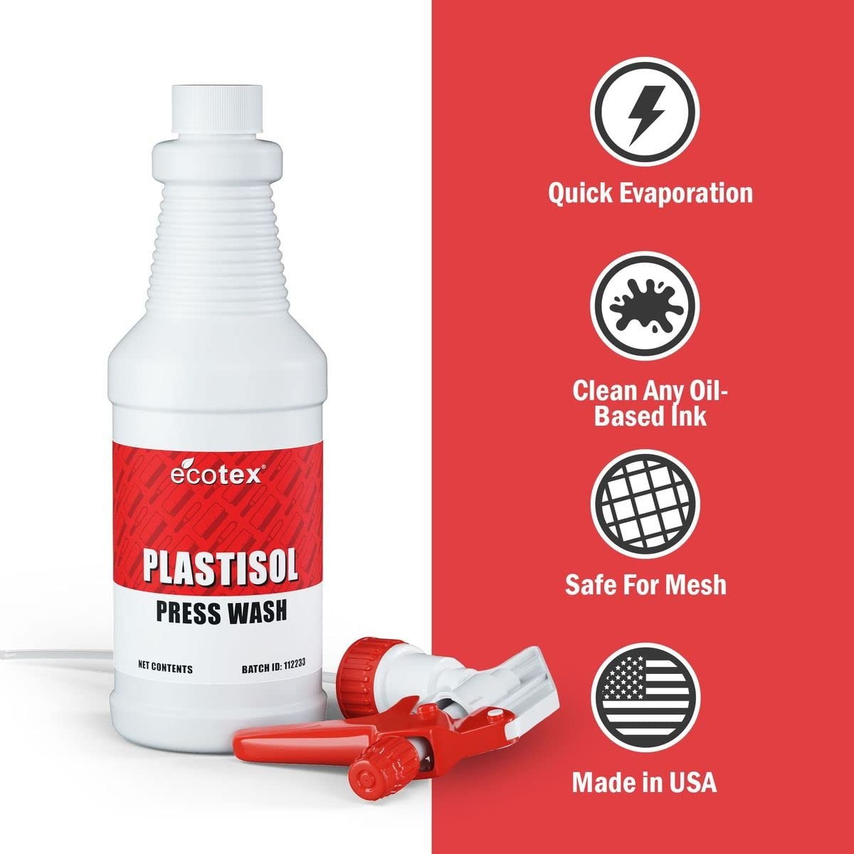 Ecotex Plastisol Press Wash Screen Printing Ink Cleaner Degreaser 32 oz